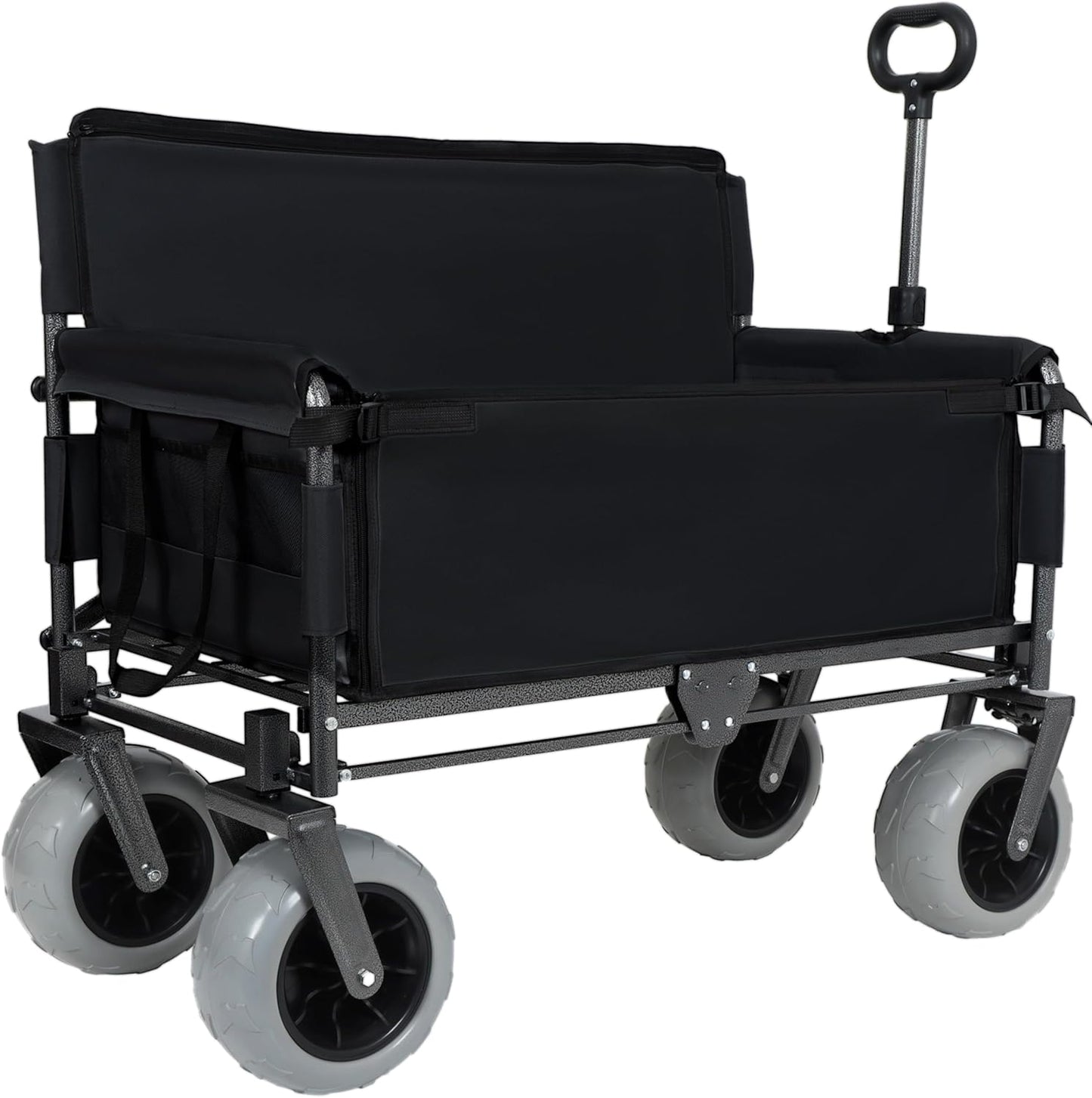 3-in-1 Heavy-Duty Folding Wagon with Bench Seat – 500lbs Capacity, All
