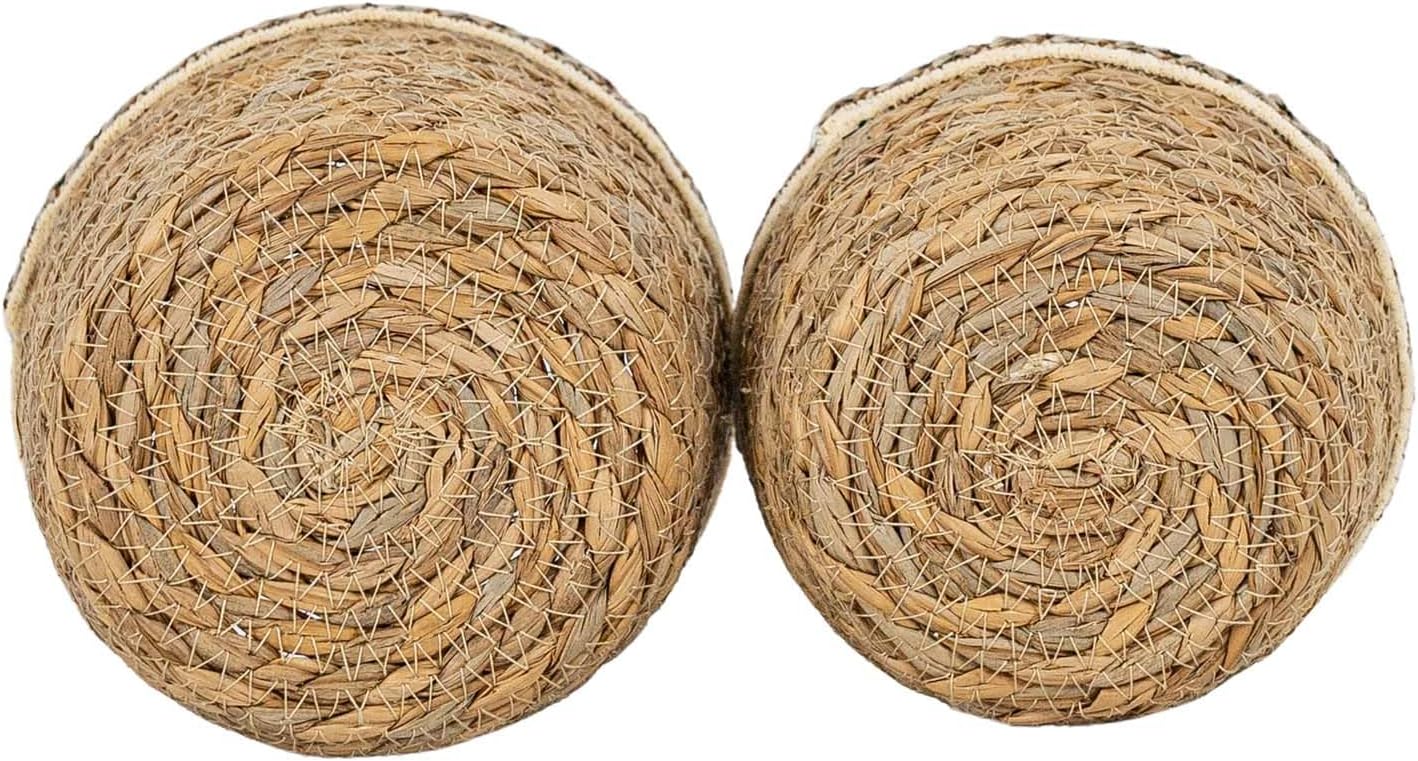 Foreside Home and Garden Set of 2 Embroidered Rim Baskets Natural Seag