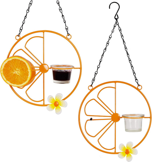 FORUP Oriole Bird Feeder for Outdoors Jelly and Oranges, Orange Fruit 