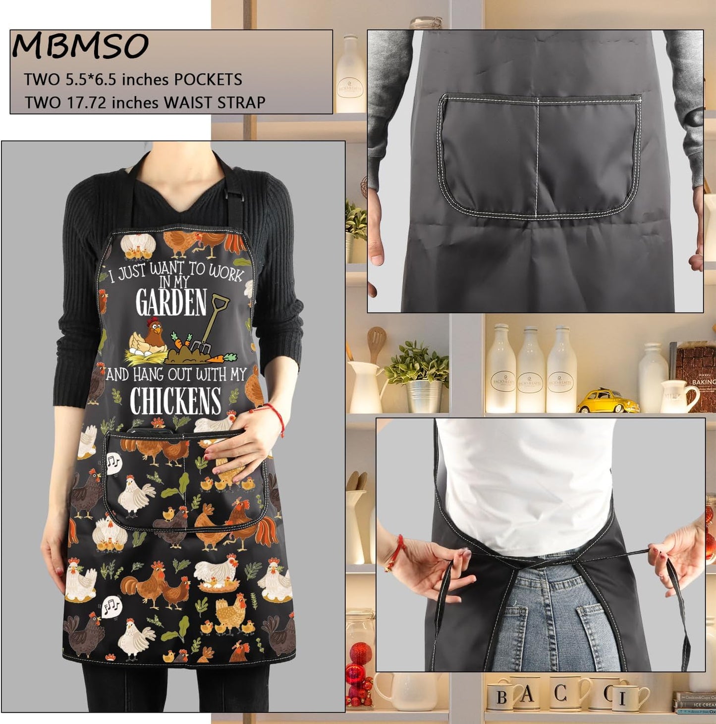 MBMSO Chicken Grilling Apron Chicken and Garden Gifts Chickens Kitchen