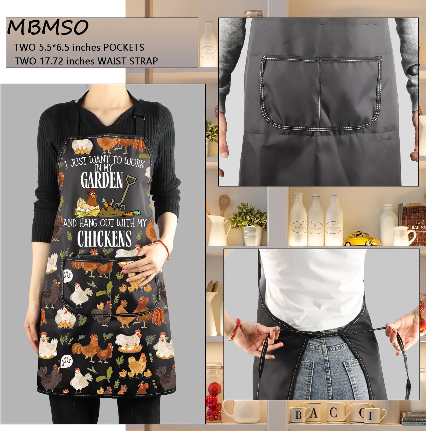 MBMSO Chicken Grilling Apron Chicken and Garden Gifts Chickens Kitchen