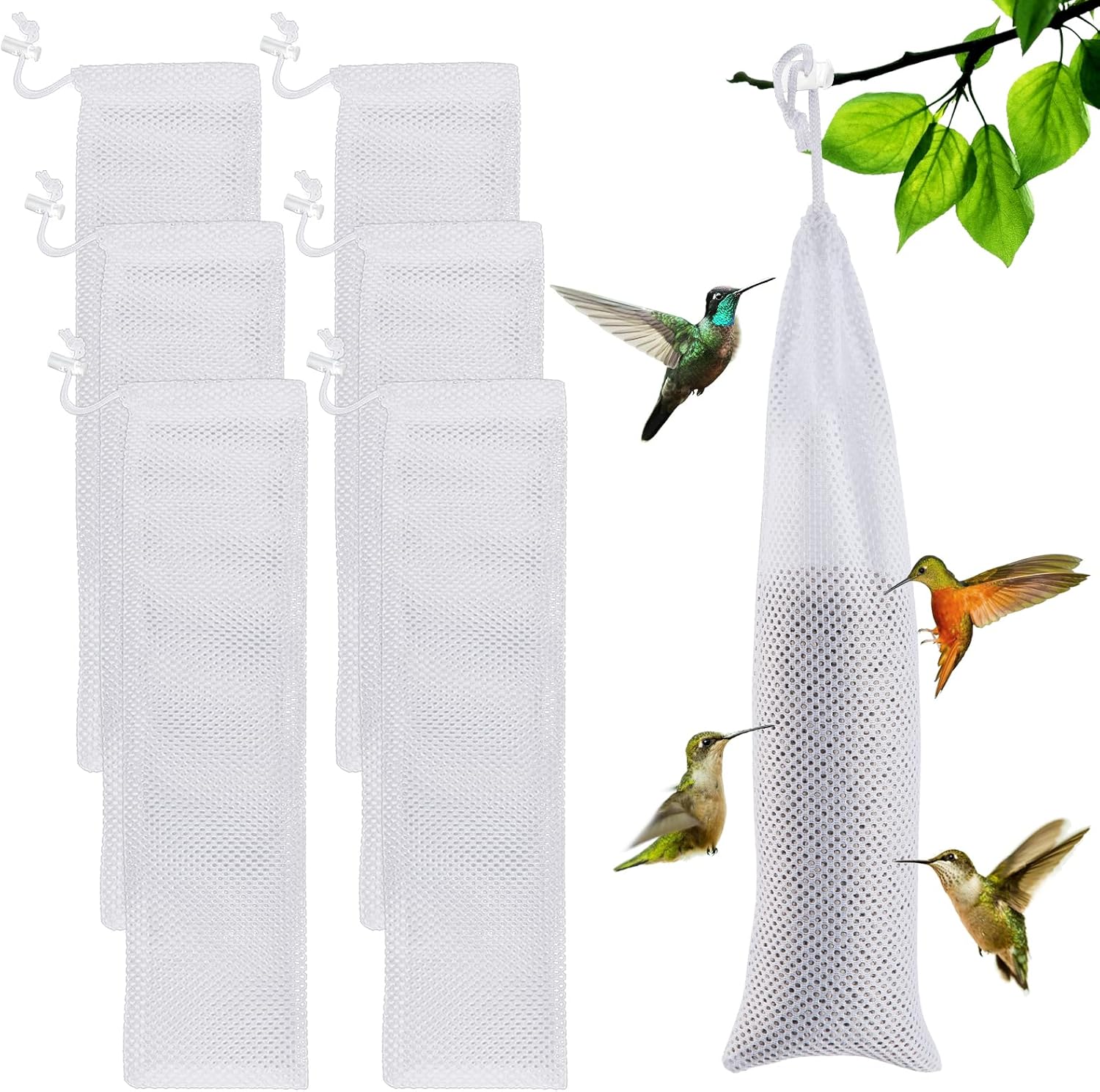 6 Pcs Finch Sock Feeder for Outdoor - Durable Thistle Seed Feeder Sack