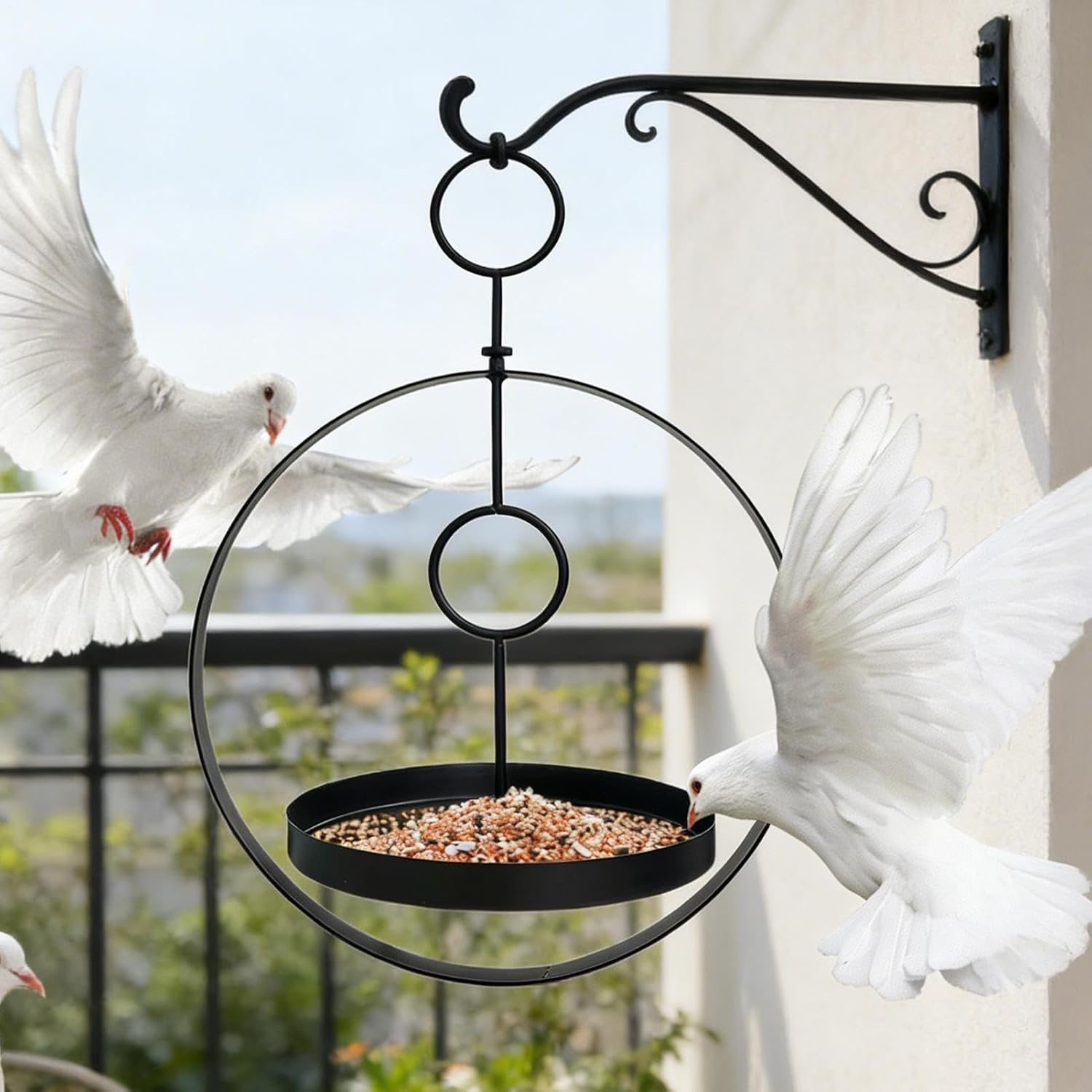 Crow Feeders Outside - Metal Ring Design Weatherproof, Feeding Tray Me