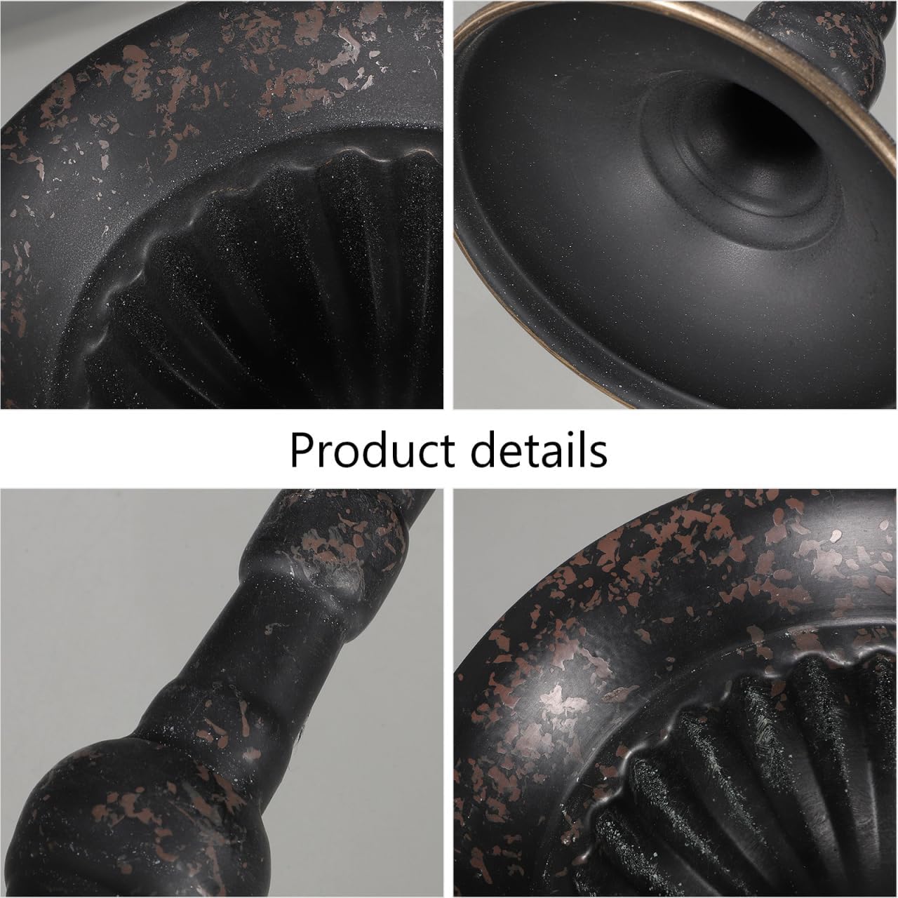 Vintage Black Iron Trophy Vase Metal Planter with Distressed Finish, Decorative Flower Vase Centerpiece for Wedding, Hotel, and Outdoor Hanging Basket Décor