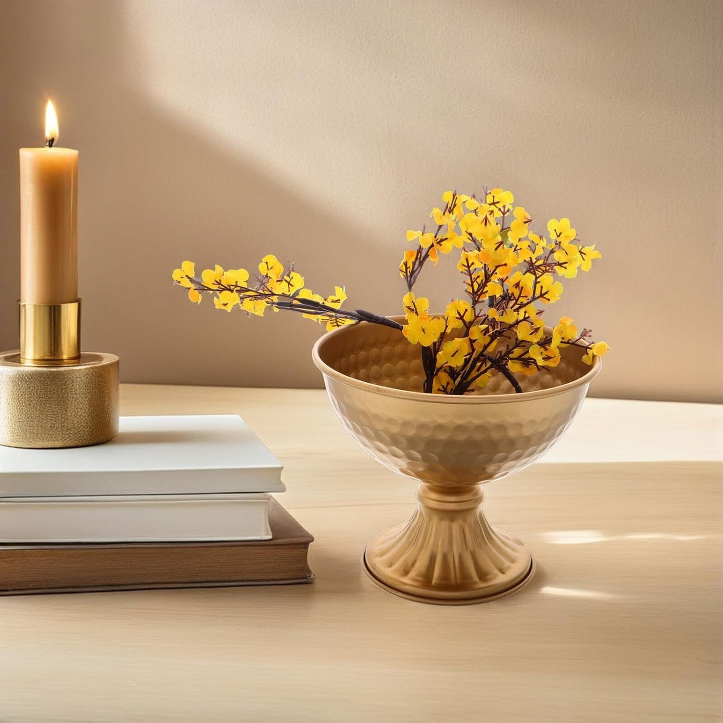 Milisten European Style Iron Vase with Gold Finish, High Pedestal Flow