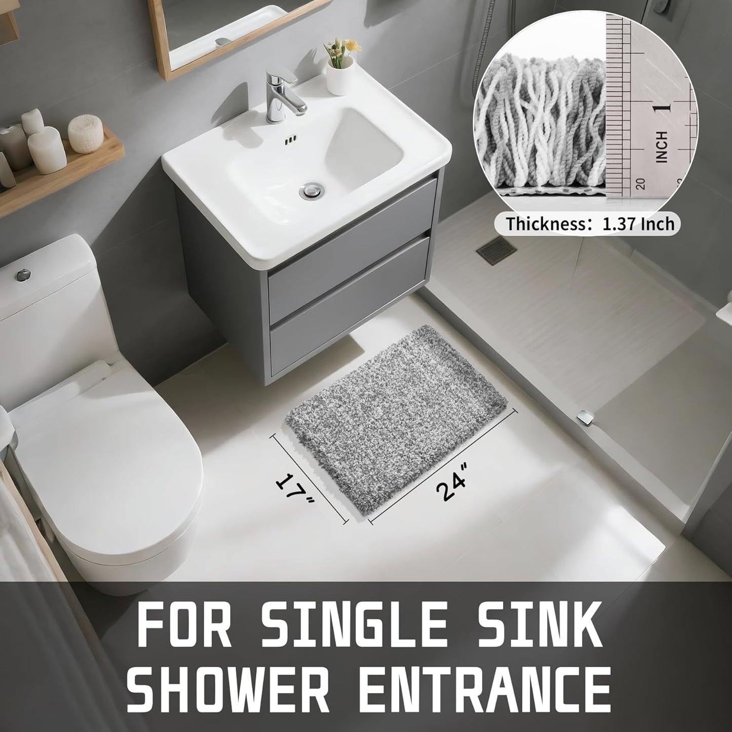 Yimobra Bathroom Rugs Non Slip Washable, Ultra Soft and Water Absorben