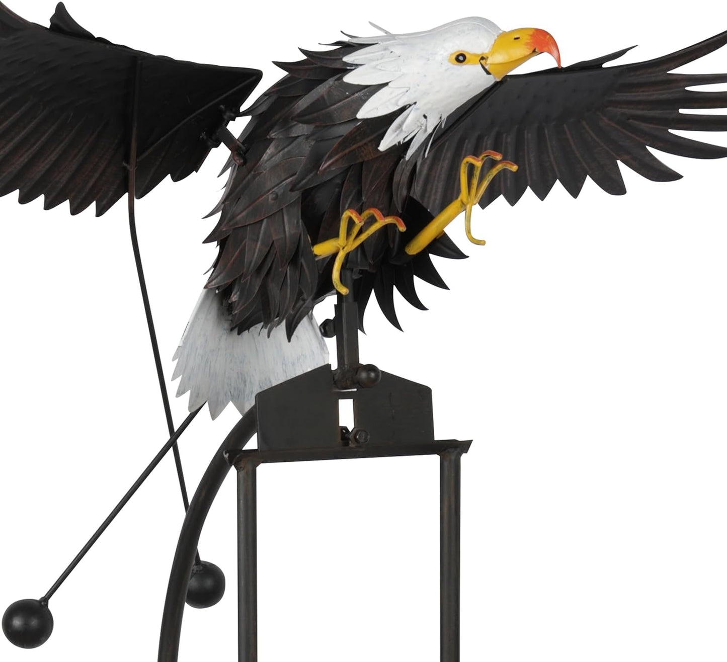 Alpine Corporation - Outdoor Metal Rocking Eagle Garden Stakes - Dynamic Flapping Wings Design, 56-in Tall, Black