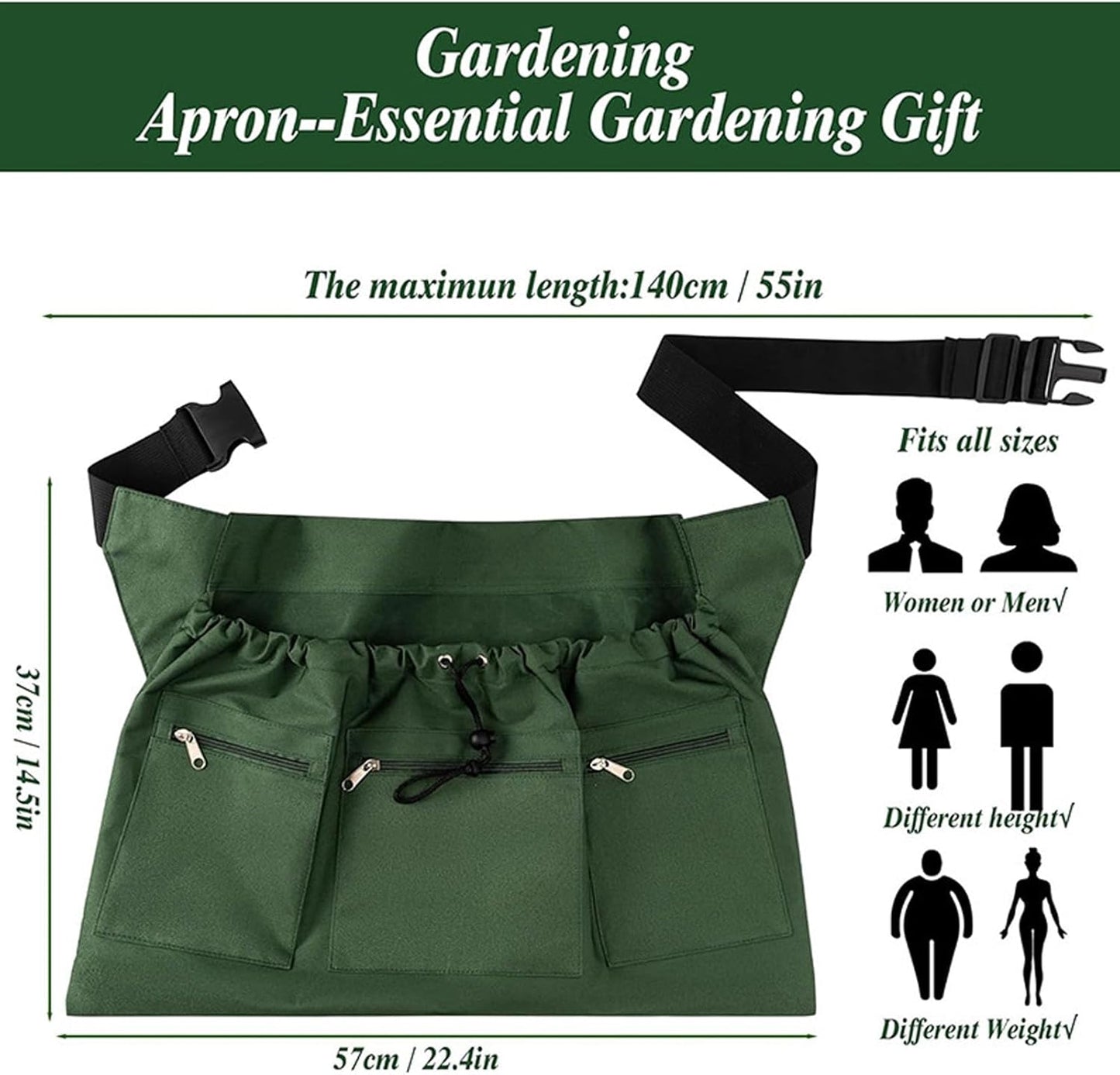 Gardening Apron with Pockets, Waterproof Garden Tool Apron, Heavy Duty Safety Gardening Accessories for Storing Small Items Picking Tools Fruit, Fabric for Outdoor Yard Work Home Improvement Daily Use