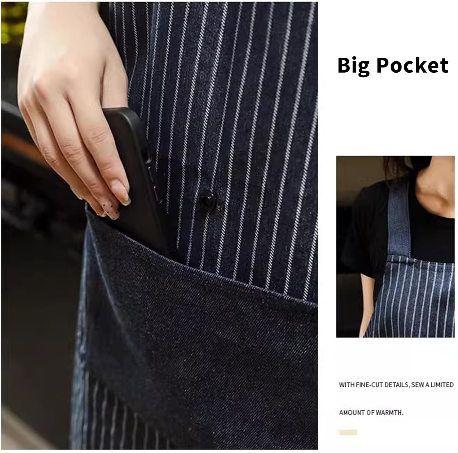 Welan Apron for Women with Pocket, Cross Back No Tie Pinafore No Tie f