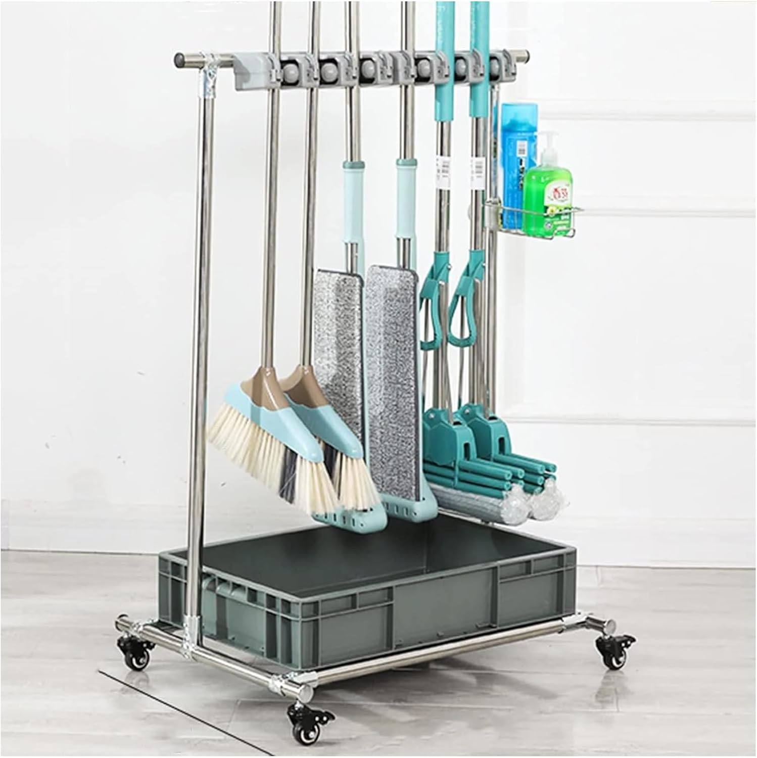 Broom mop Holder Movable Floor Standing Mop Broom Holder Cleaning Tool