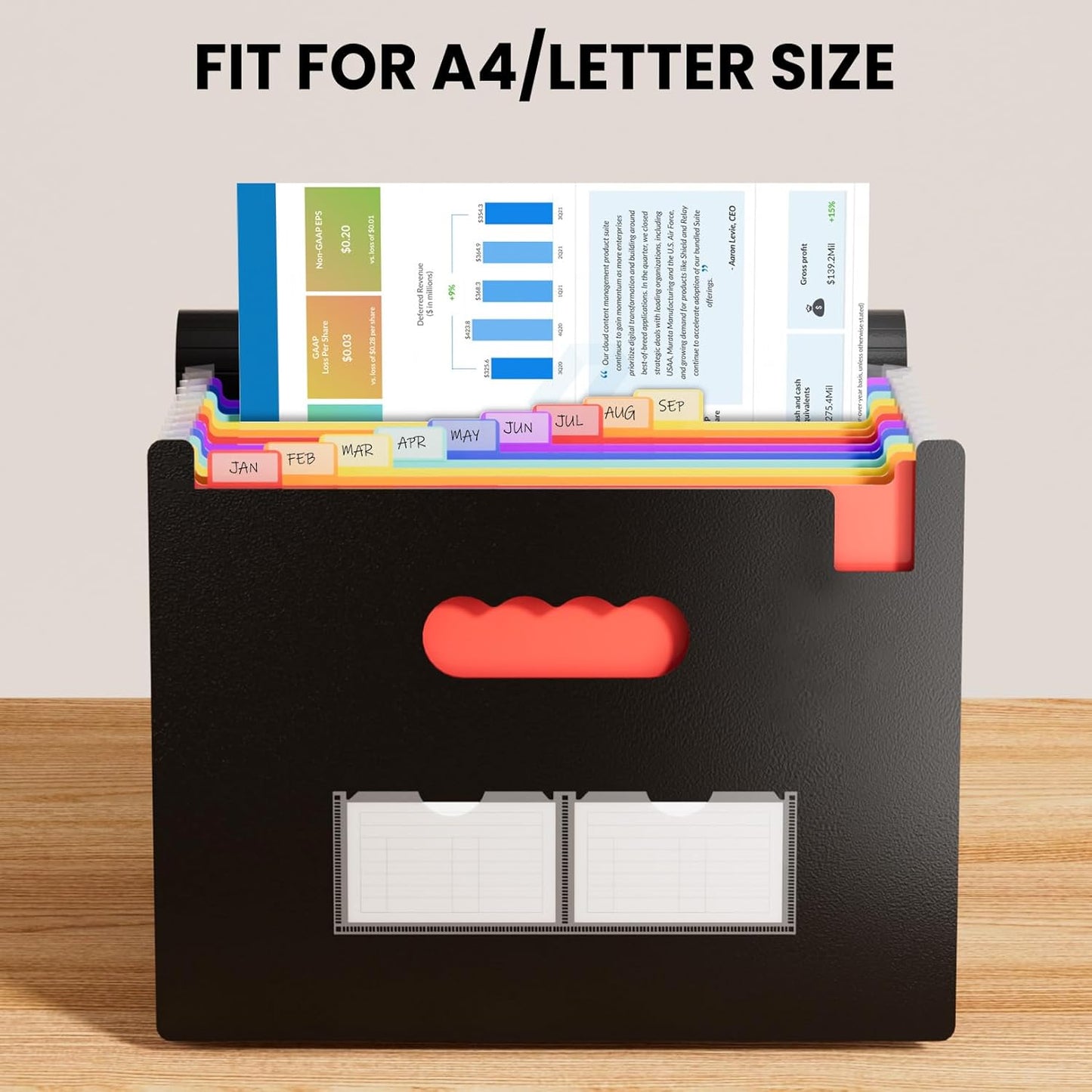 Sooez Accordion File Organizer, 13 Pockets Expanding File Folder, Port