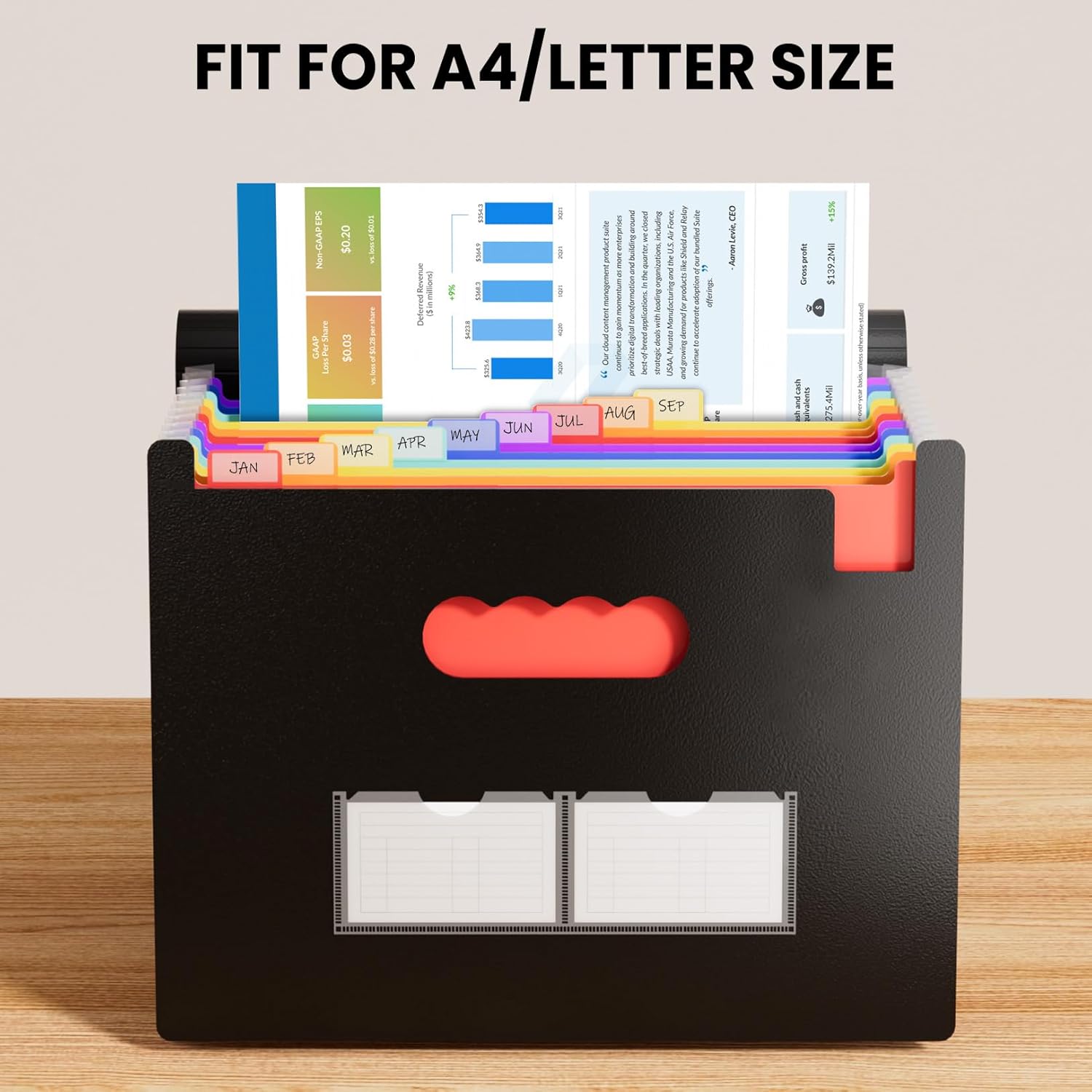 Sooez Accordion File Organizer, 13 Pockets Expanding File Folder, Port
