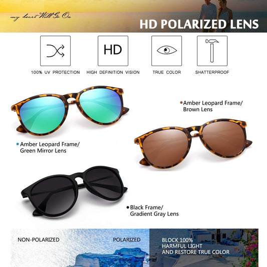 CHBP Sunglasses Womens Men Polarized UV Protection Trendy Vintage Retr