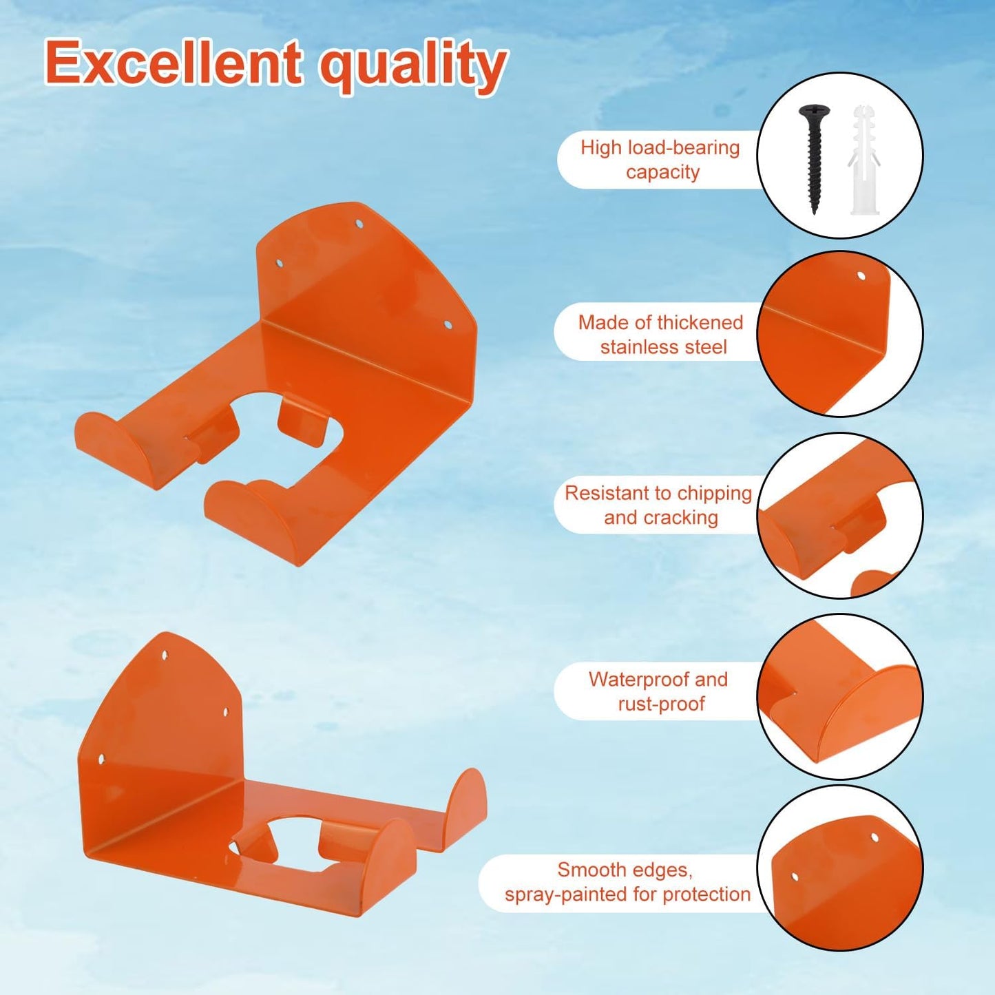 2pcs Weed Eater Hanger, Heavy Duty Weedeater Hanger for Garage Wall Storage Weed Wacker Holder Hooks Tool Rack Garden Tool Garage Organizer for Yard Power Tools Grass Trimmer Hedge Trimmer