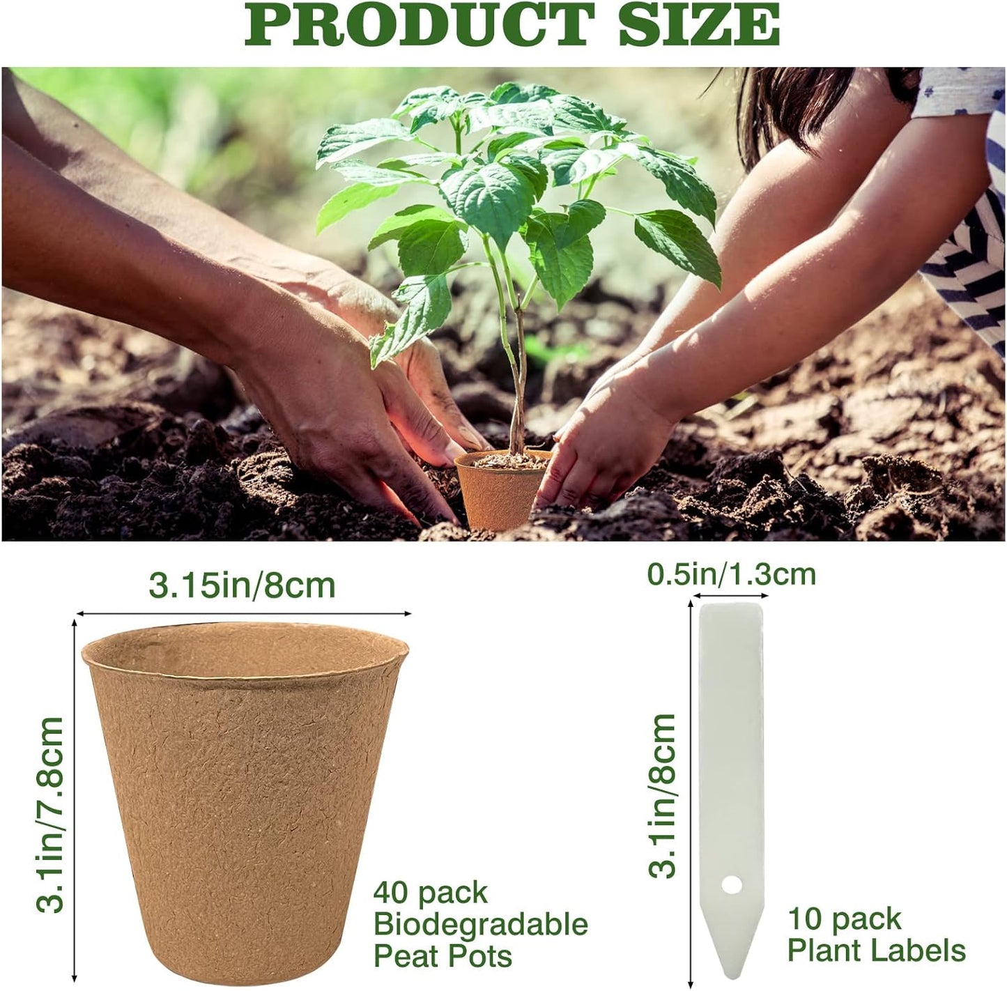 40Pcs 3.15 Inch Peat Pots, Biodegradable Eco-Friendly Round Plant Seed