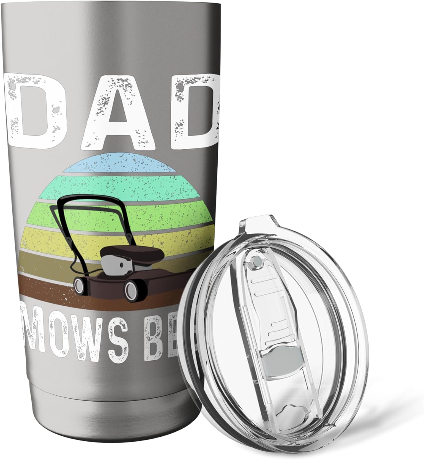 Funny Dad Mows Best Lawn Care Grass Mowing Lawn Mower Dad Stainless Steel Insulated Tumbler