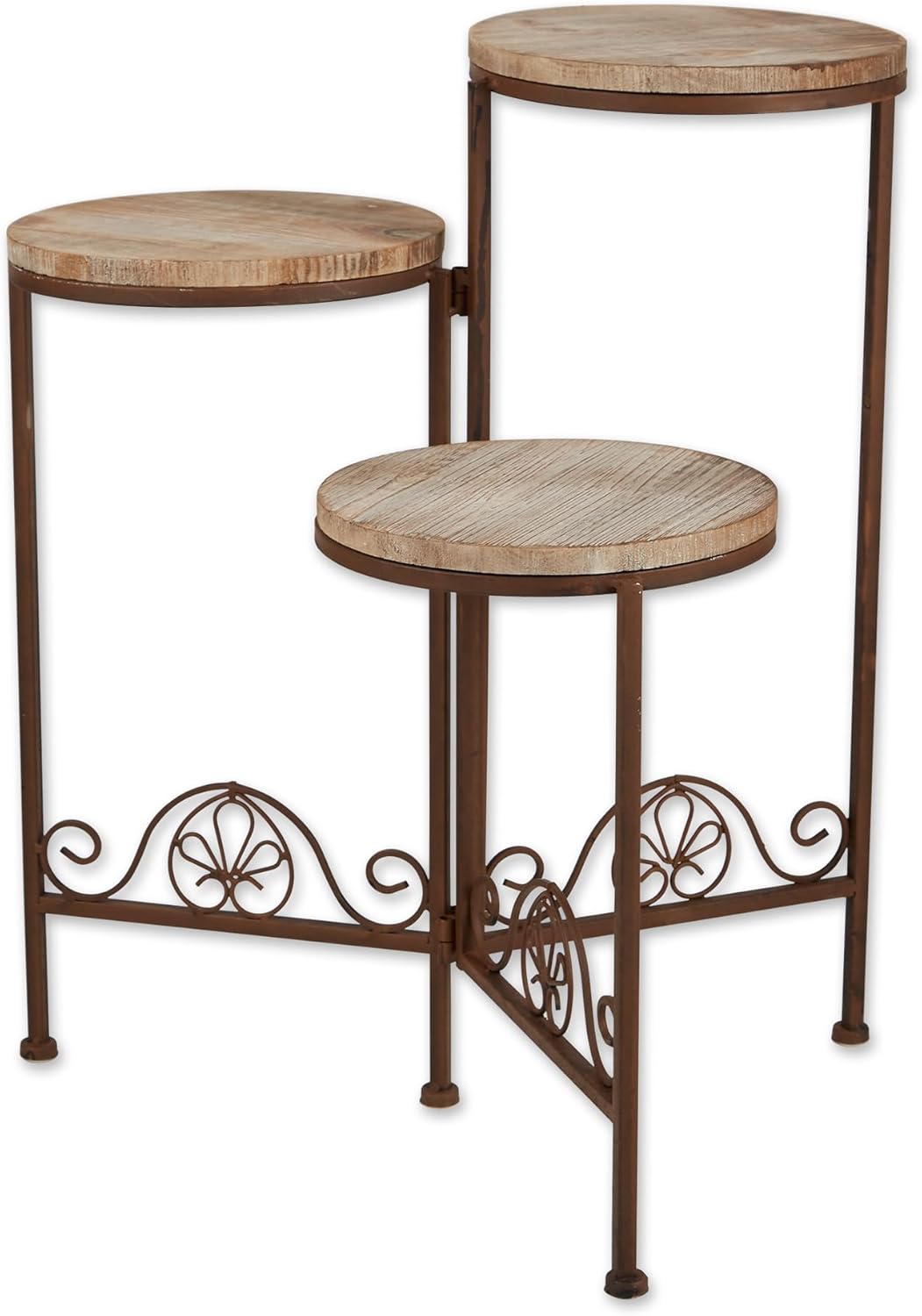 Gifts and Decor Rustic Finish Triple Planter Table Set