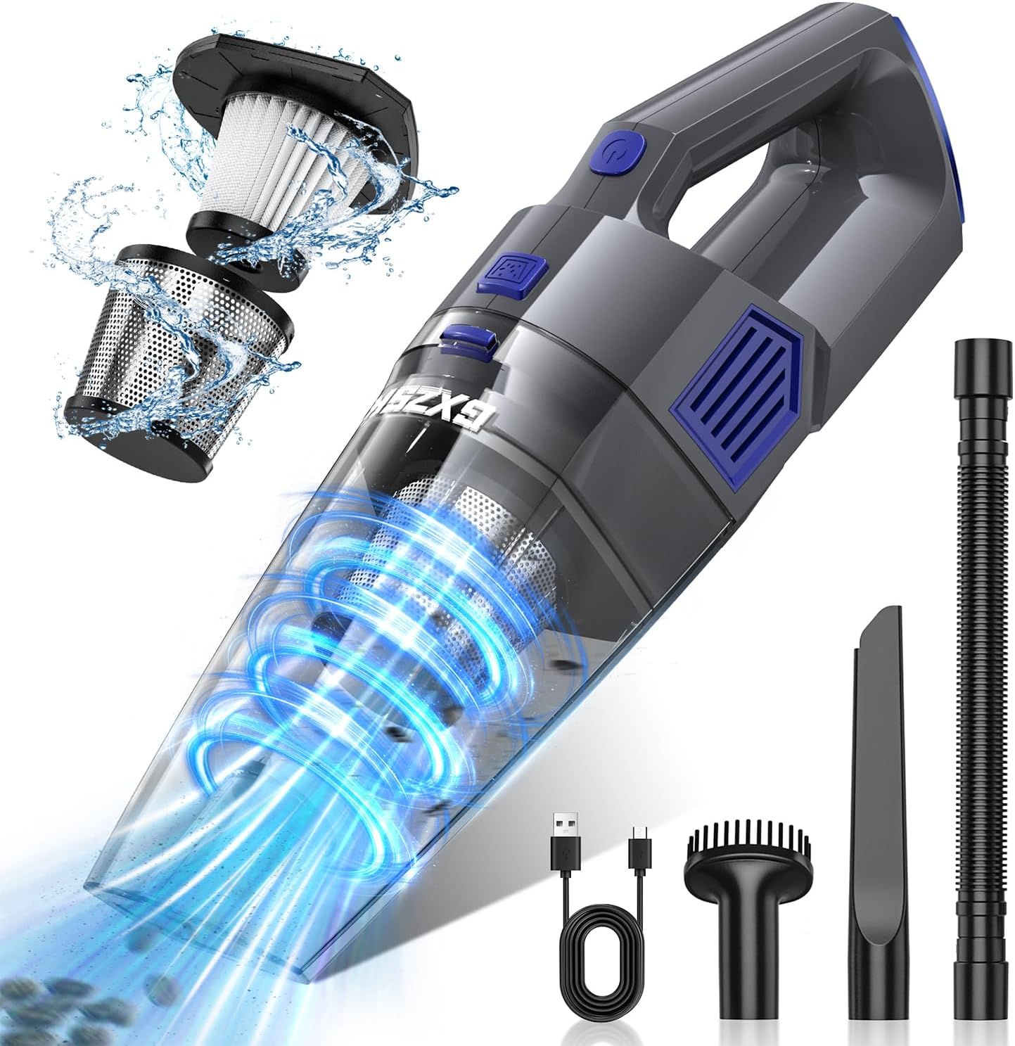 Handheld Vacuum Cordless, 15000PA Strong Suction Hand Held Car Vacuum 