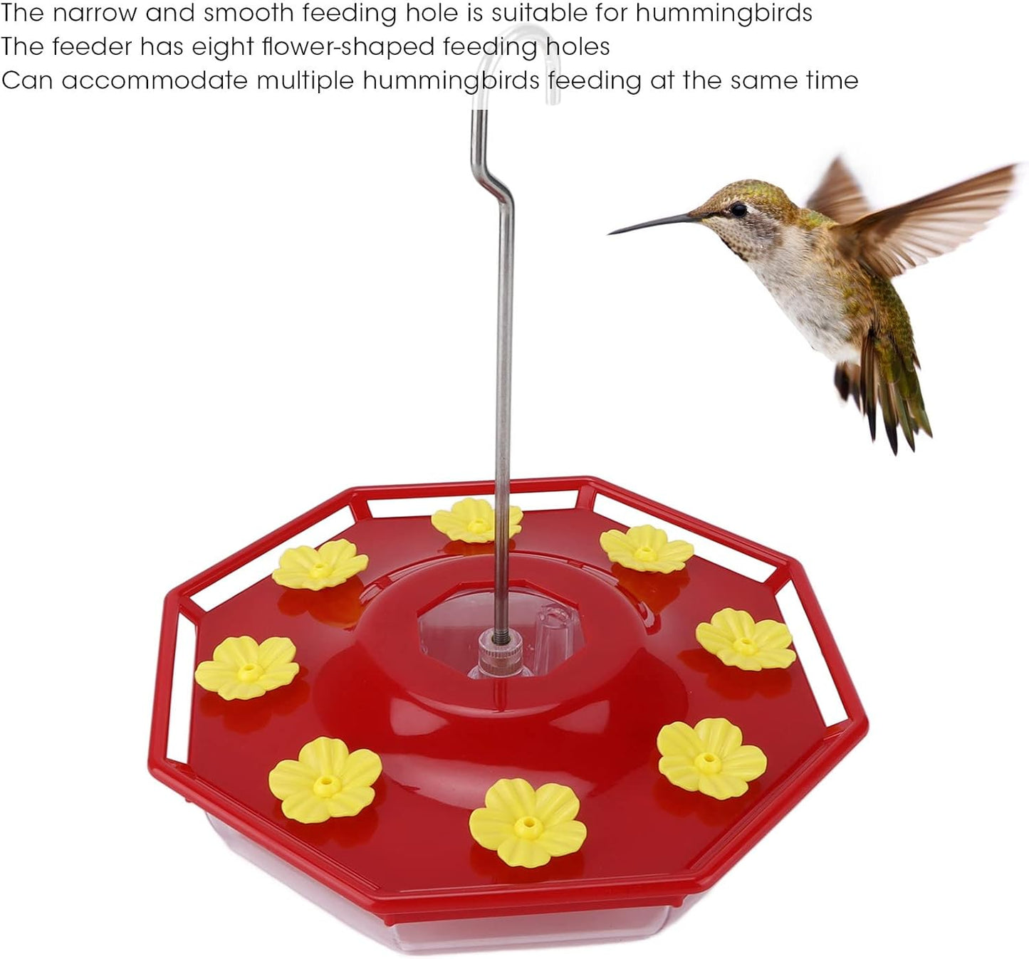 Hummingbird Feeder Leak Proof 16oz Hanging Bird Feeder Easy to Clean Attracts Hummingbirds for Outdoor Garden Decoration