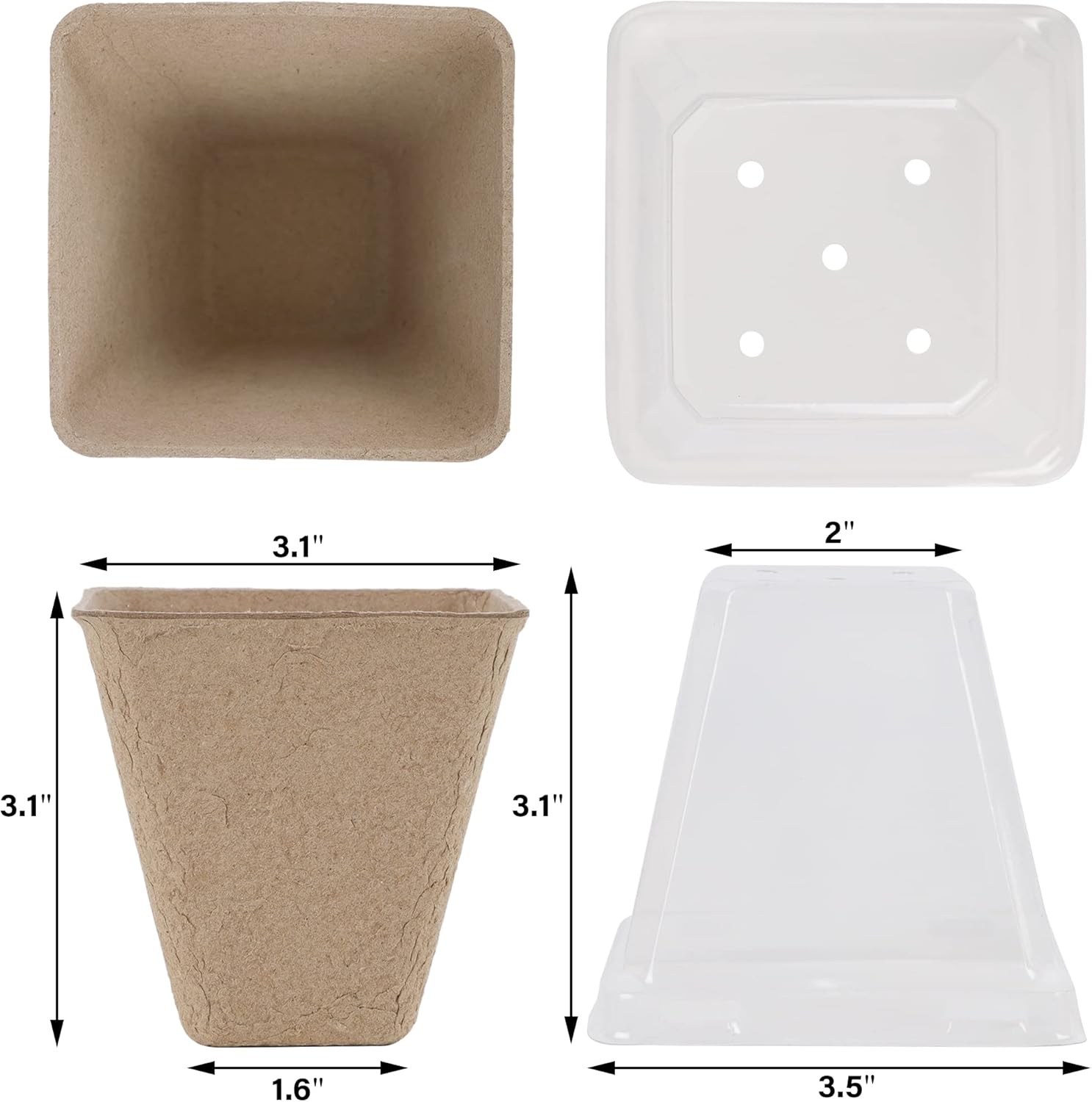 winemana Seed Starter Peat Pots,Biodegradable with Humidity Dome and L