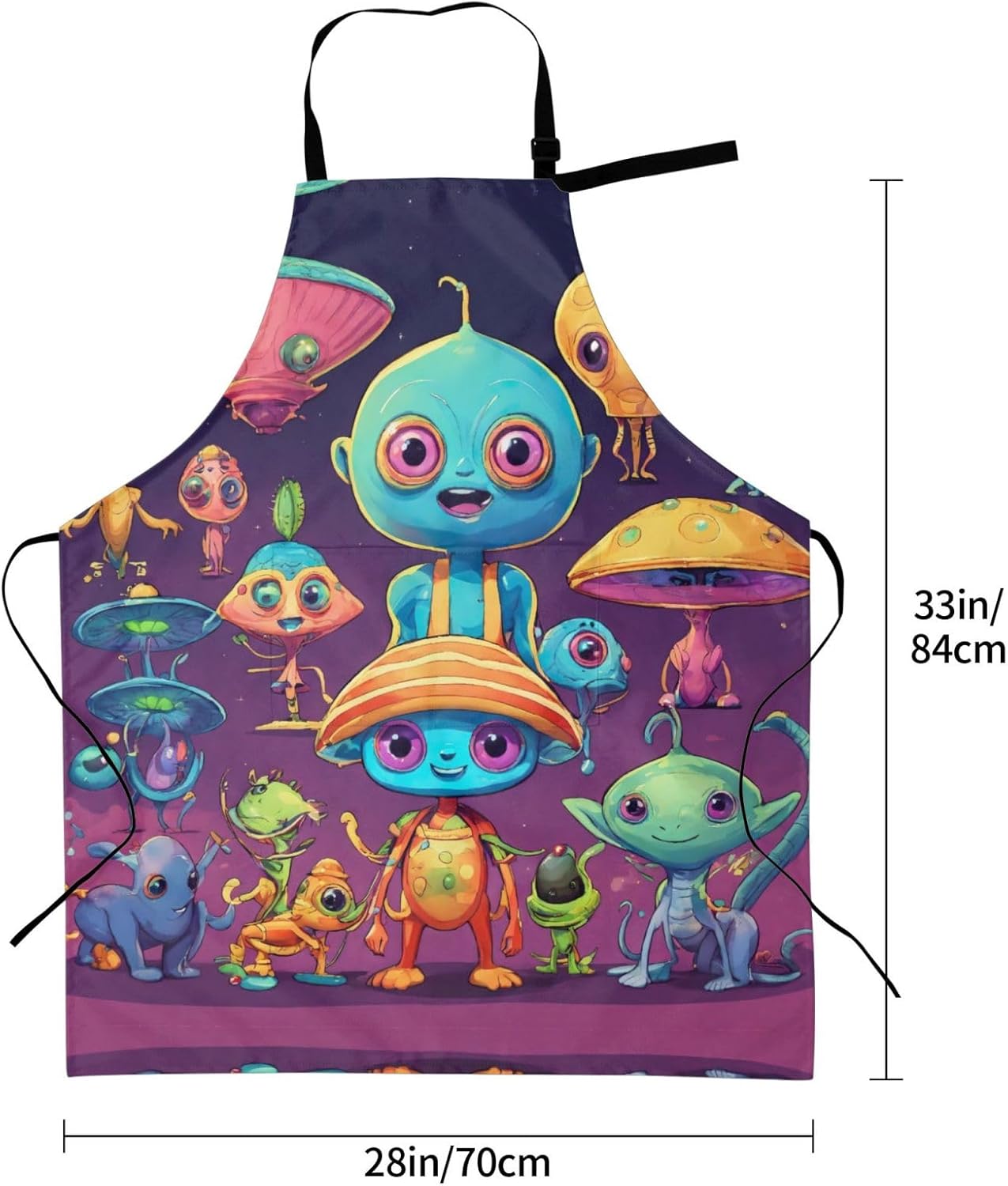 Astronaut And Alien Print Laundry apron 28x33 In Waterproof Kitchen Apron with Pockets for Cooking Baking
