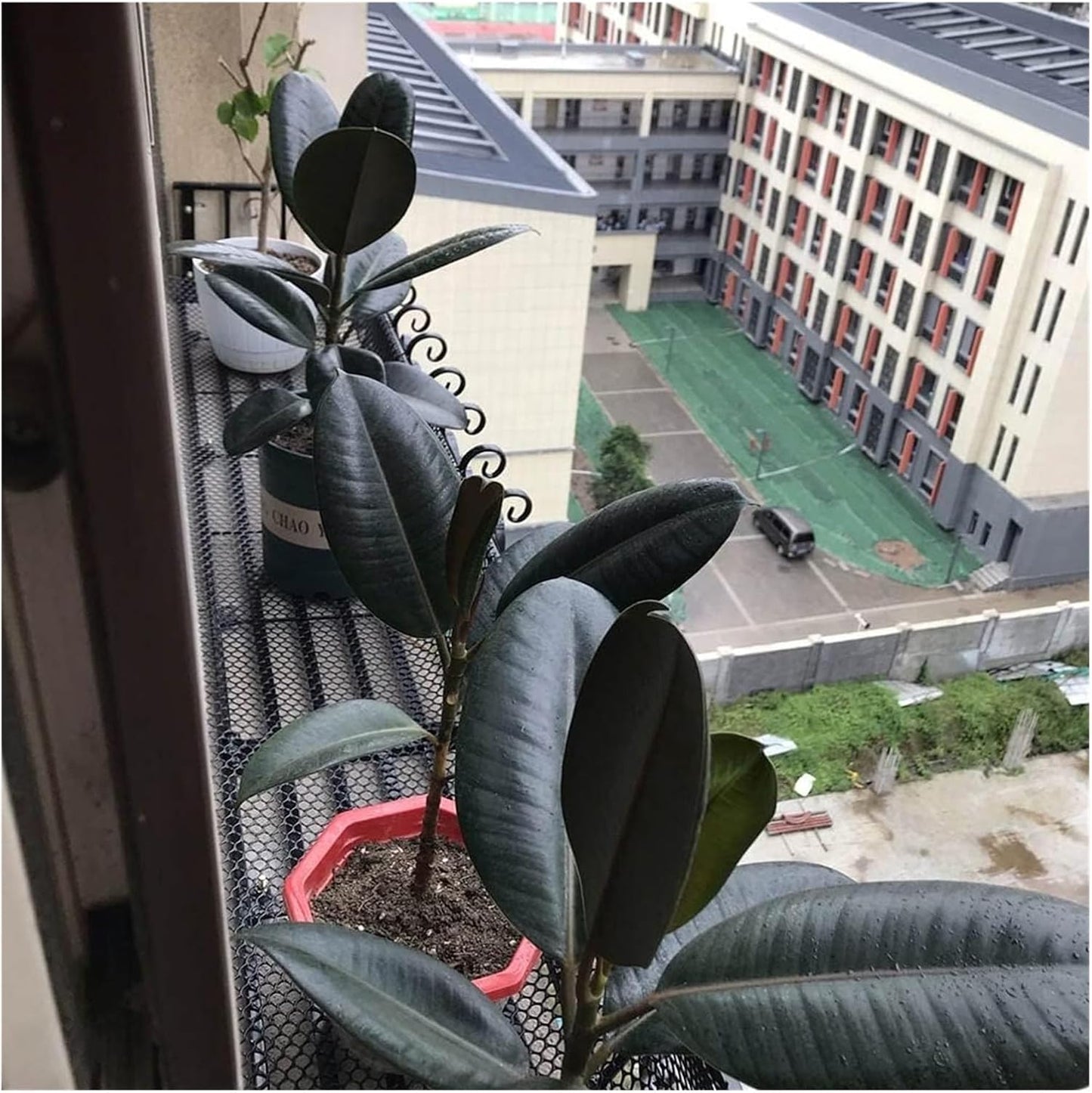 Outdoor Railing Planter Box, Fence Flower Pots for Balcony & Window Sill, Hanging Plant Stand for Garden & Office, Durable Green Plant Rack (60x32x22cm)