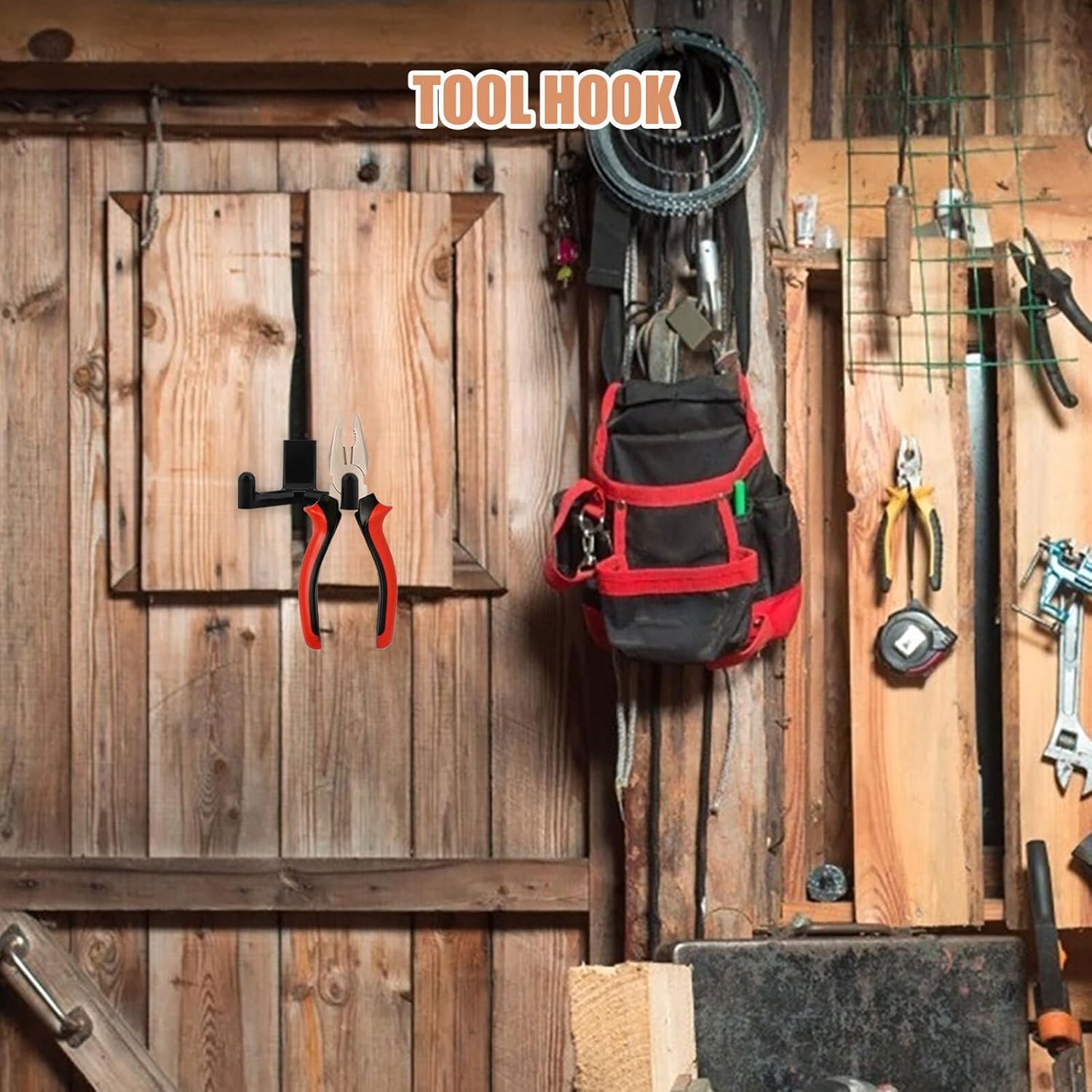 PRETYZOOM Shed Tool Organizer Hooks Double Head Garage Wall Hook Organ