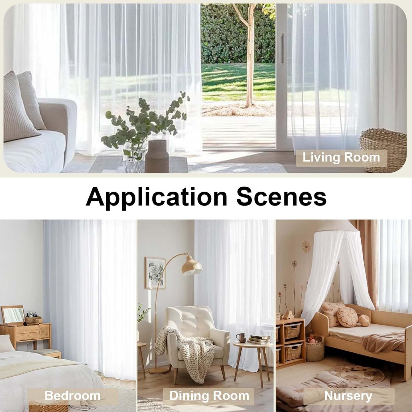 OWENIE Sheer Curtains 84 inches Long 2 Panels Set for Living Room/Bedr