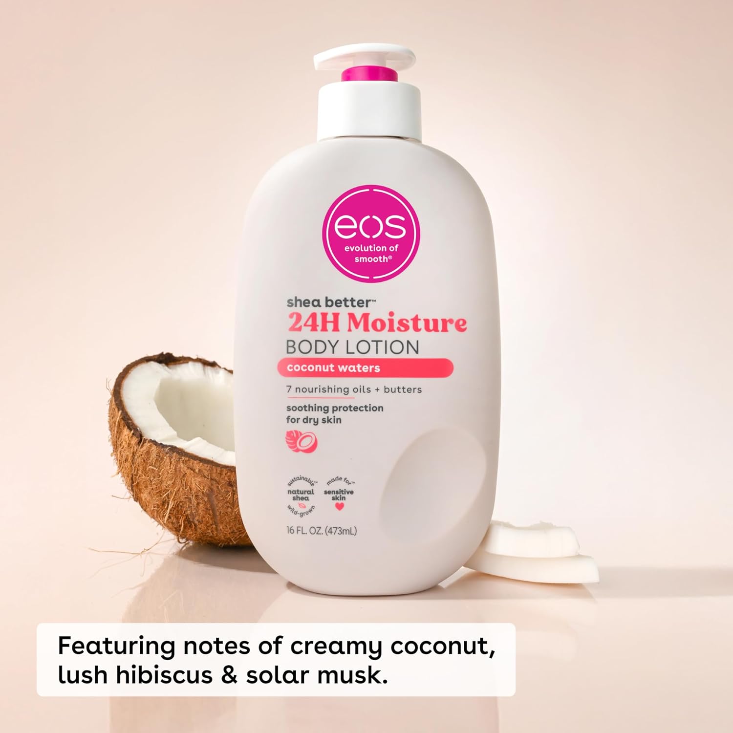 eos Shea Better Body Lotion Coconut Waters, 24-Hour Moisture Skin Care