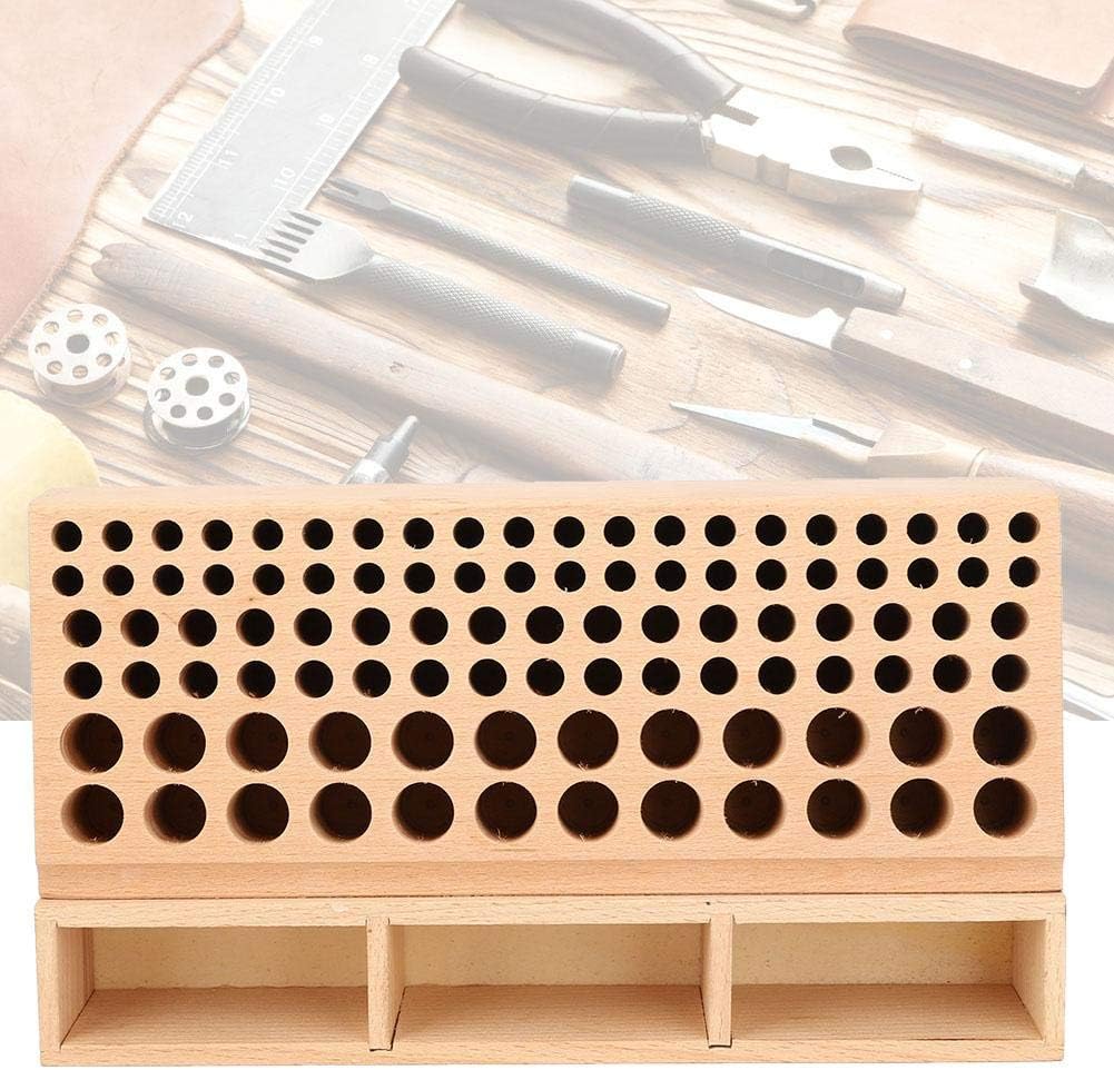 GLOGLOW Leather Tool Holder, 98 Holes Wooden Leather Tools Storage Box