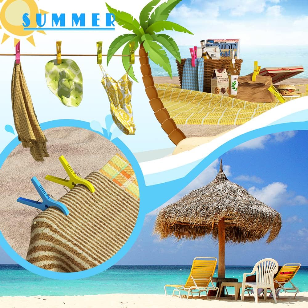 Danmu Beach Towel Clips,Beach Clips,Cruise Essentials,Towel Clips for Beach Chairs Cruise, Heavy Duty Clothes Pins-Keep Your Towel from Blowing Away, Beach Accessories for Vacation Must Haves