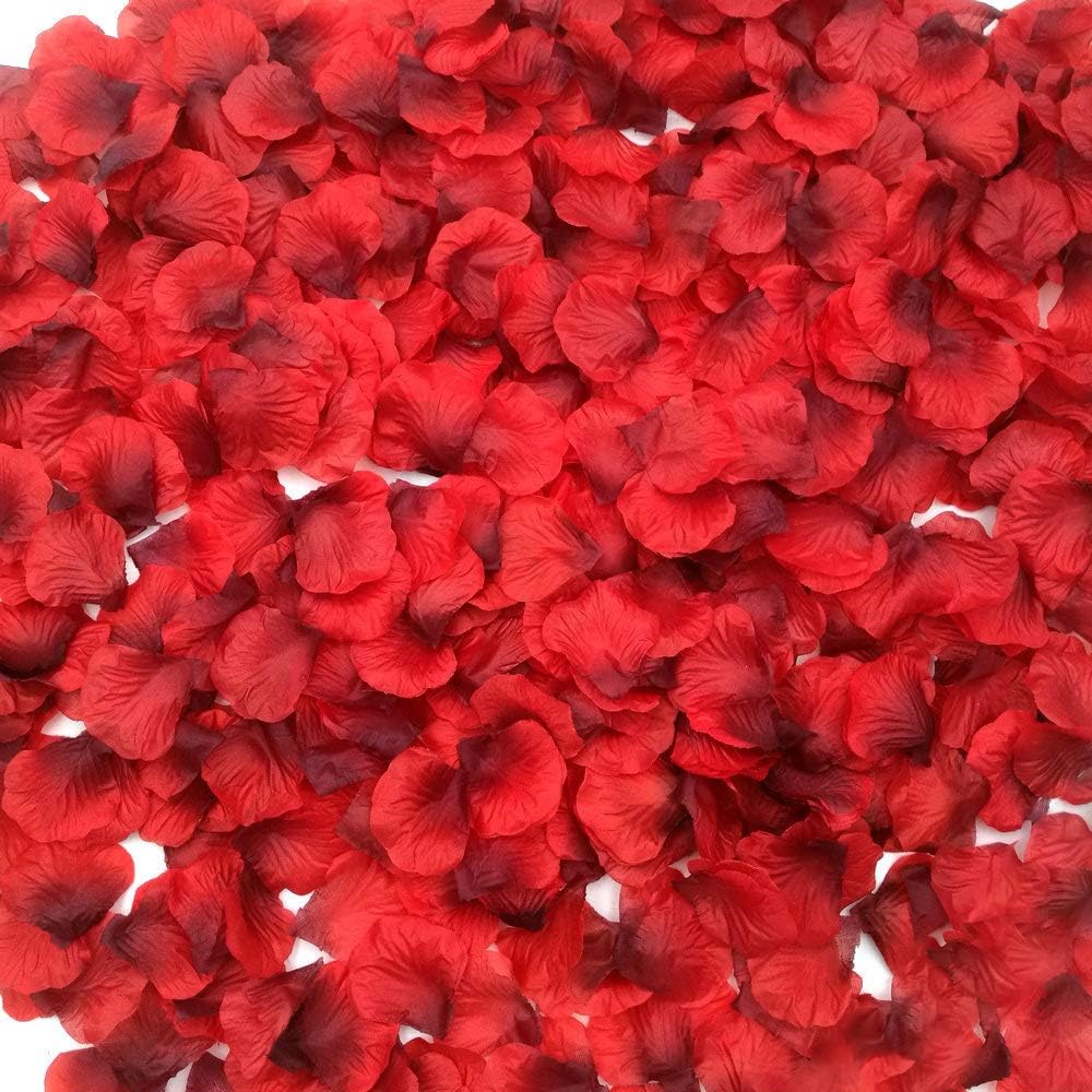 CODE FLORIST 2200 PCS Dark-Red Silk Rose Petals for Romantic Night,Wed