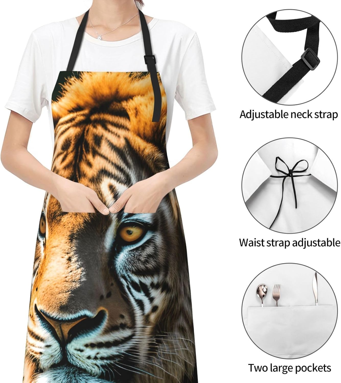 YANYU African animals Print 28x33 In Kitchen Apron Stylish Chef Apron with Pockets for Cooking Baking Painting