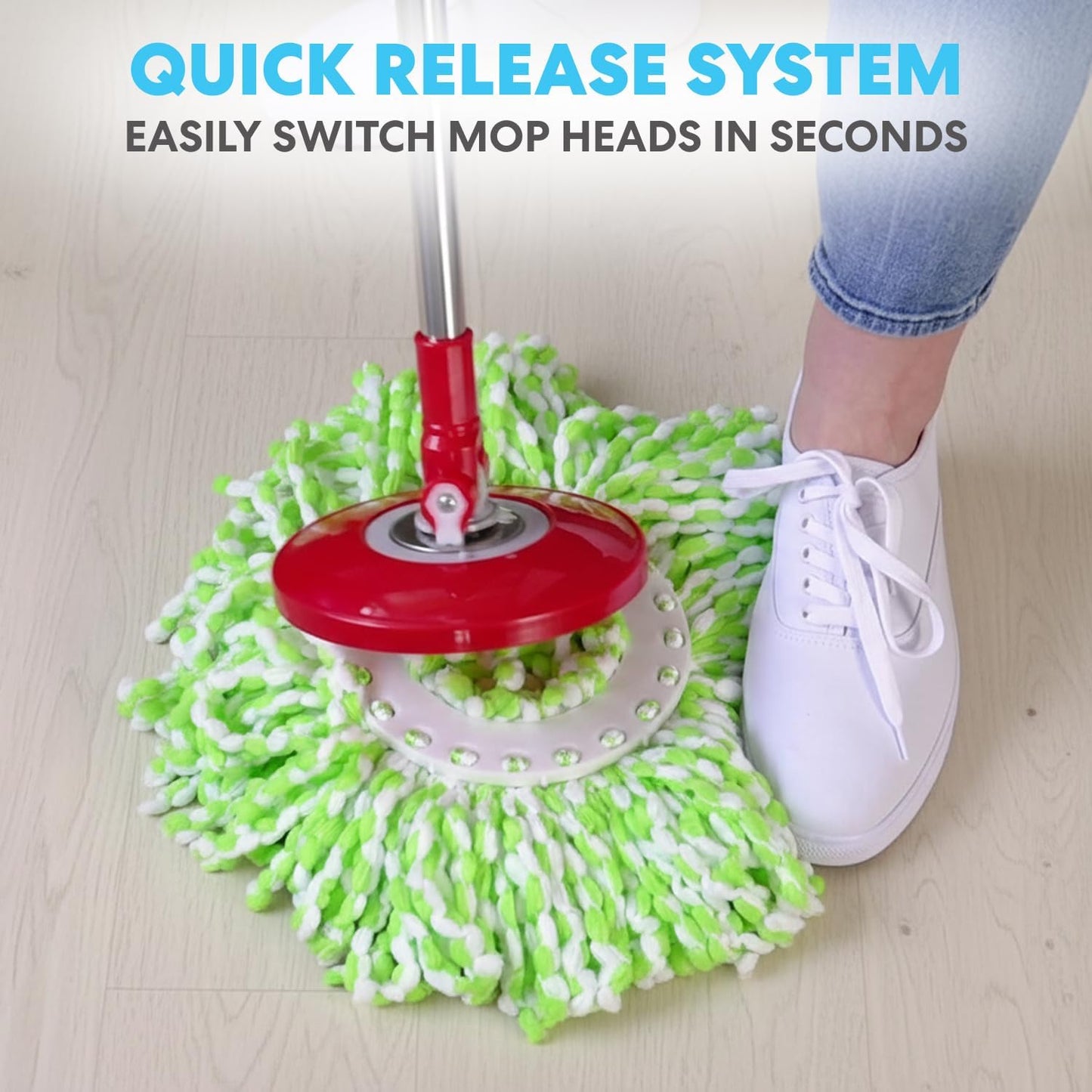 Simpli-Magic 79349 Spin Mop Cleaning System with 3 Microfiber Mop Head