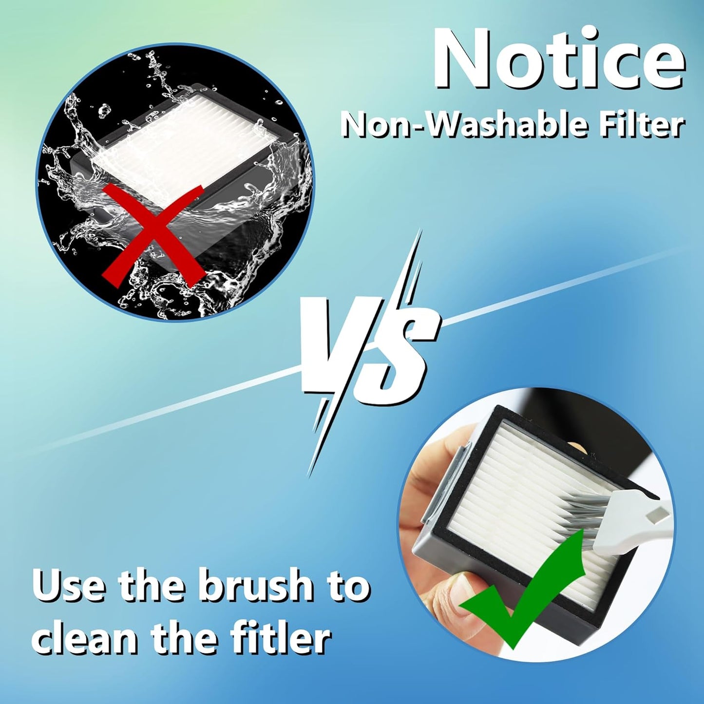 Improvedhand Filters Replacement for i-Robot Roomba E I & J Series i1+ i3 i3+ i4 i5/plus i6 i6+ i7 i7+/plus i8 i8+ E5 E6 E7 Vacuum Cleaner parts 4639161,6 Pack High Efficiency Filters+1 Cleaning Brush