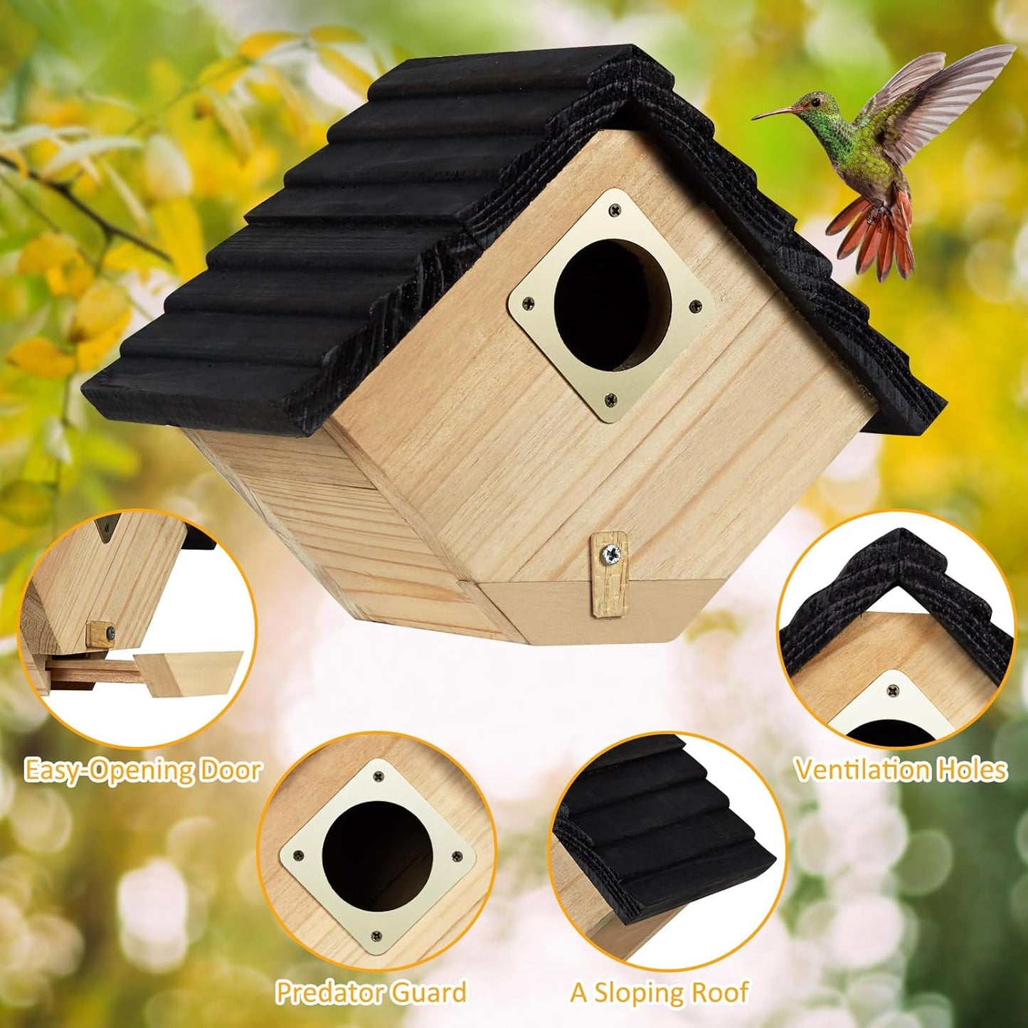 Bird House Bird House for Outside,Outdoor Bird Houses, Natural Wooden Bird Hut Clearance Bluebird Finch Cardinals Hanger Birdhouse for Garden