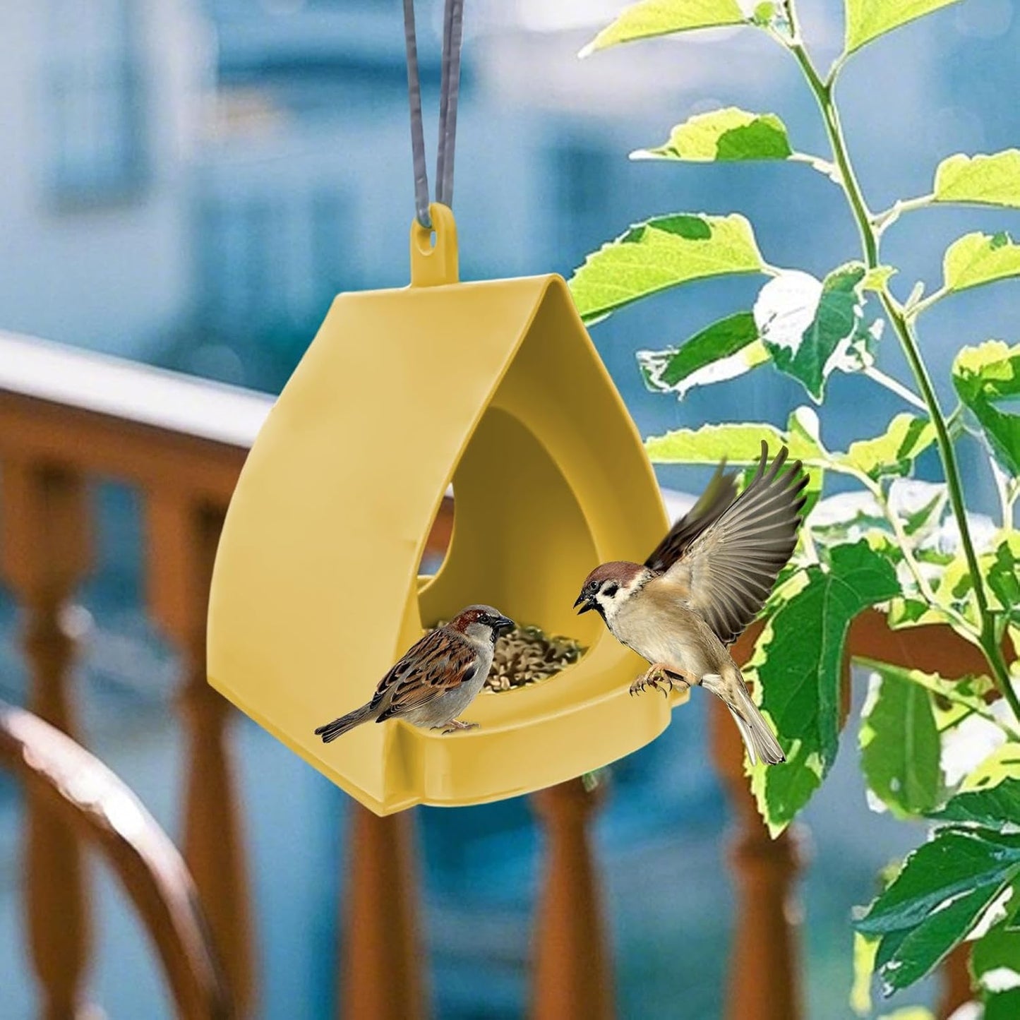 Bird Feeders for Outdoors Open Design Station Hut Shape Hangable Mounted Feeder for Outside Garden Winter Balcony Squirrel Hummingbird