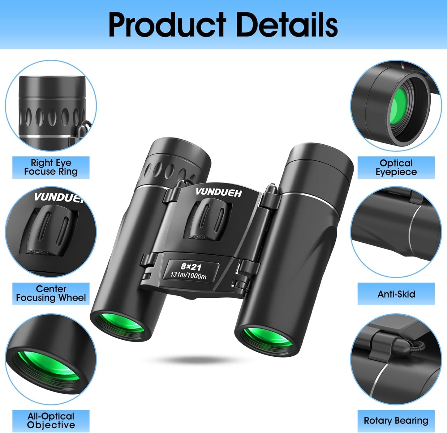 Mini Compact Binoculars for Adults and Kids - Waterproof High Powered 
