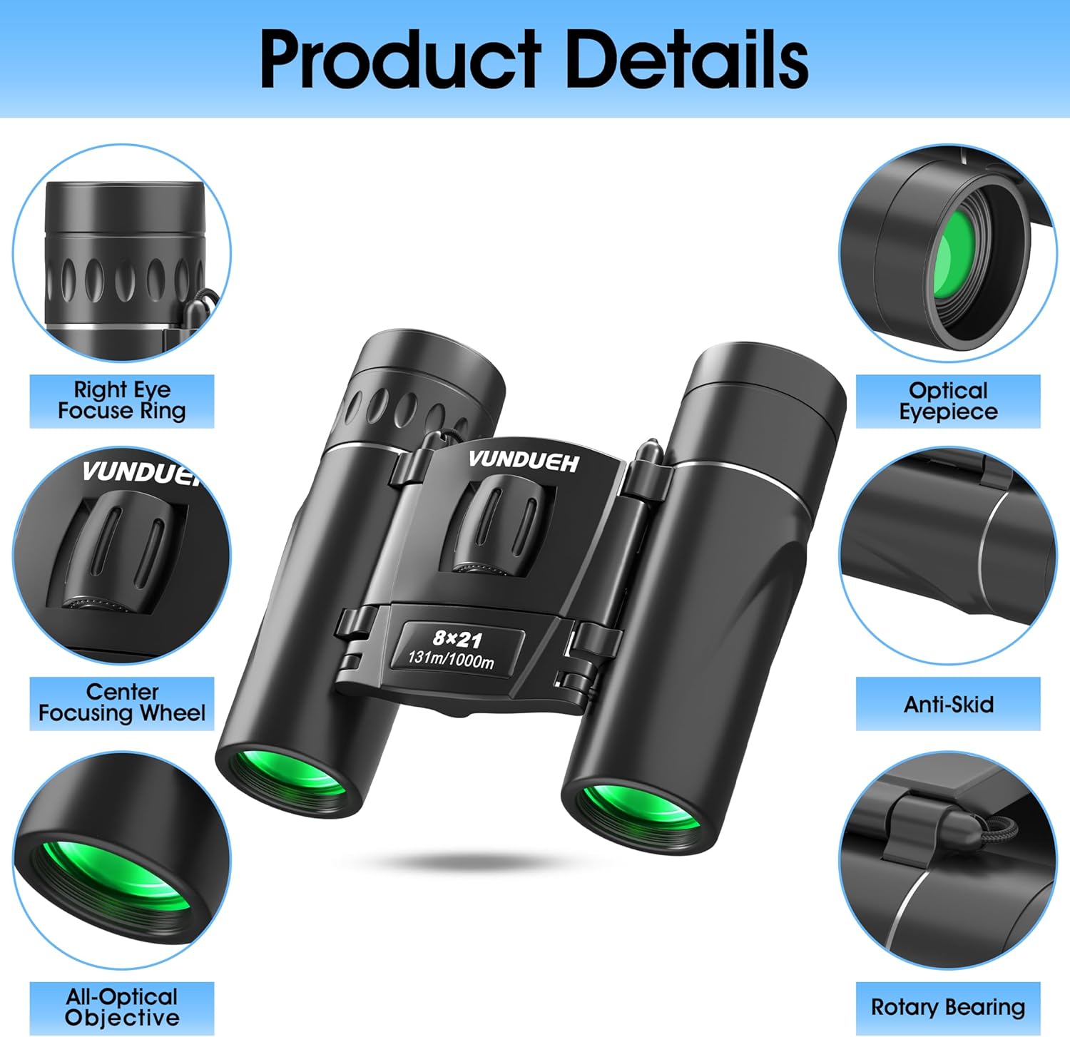 Mini Compact Binoculars for Adults and Kids - Waterproof High Powered 