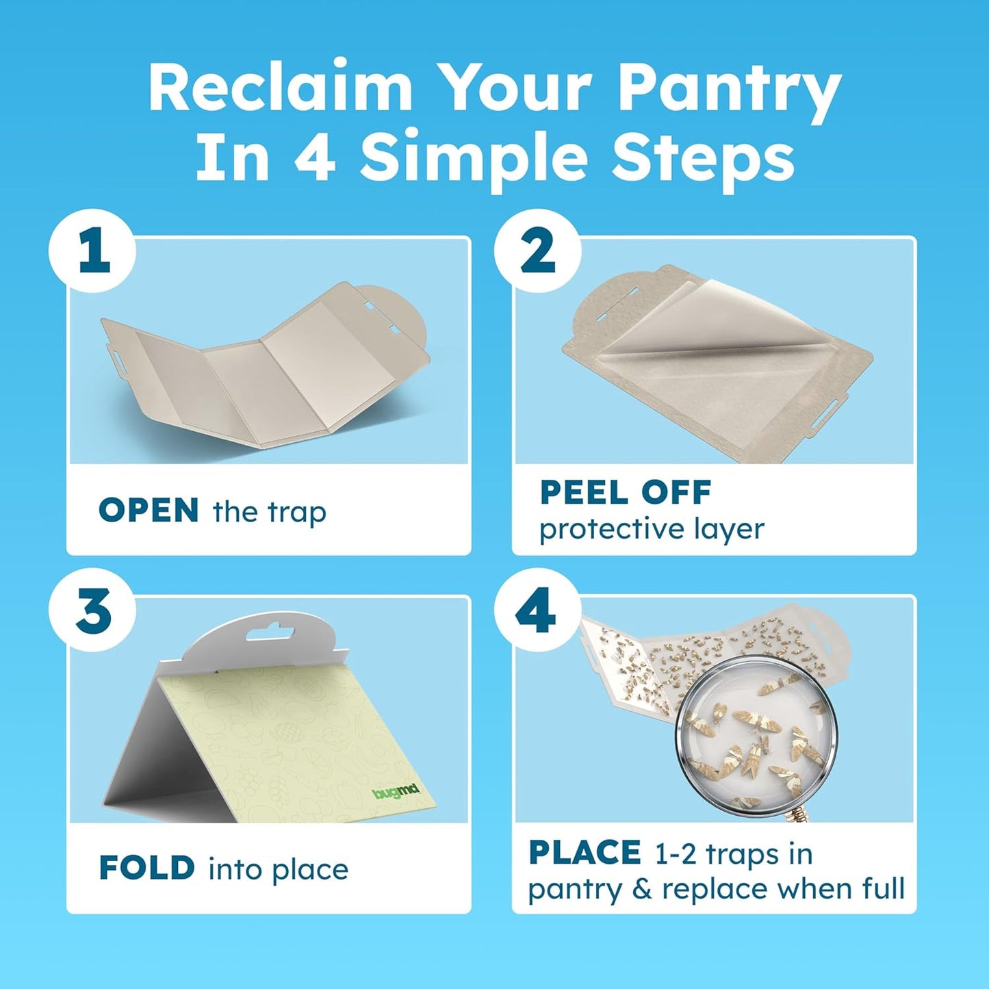 BugMD Pantry Moth Traps (6-Pack) – Pheromone-Based Sticky Glue Traps, 