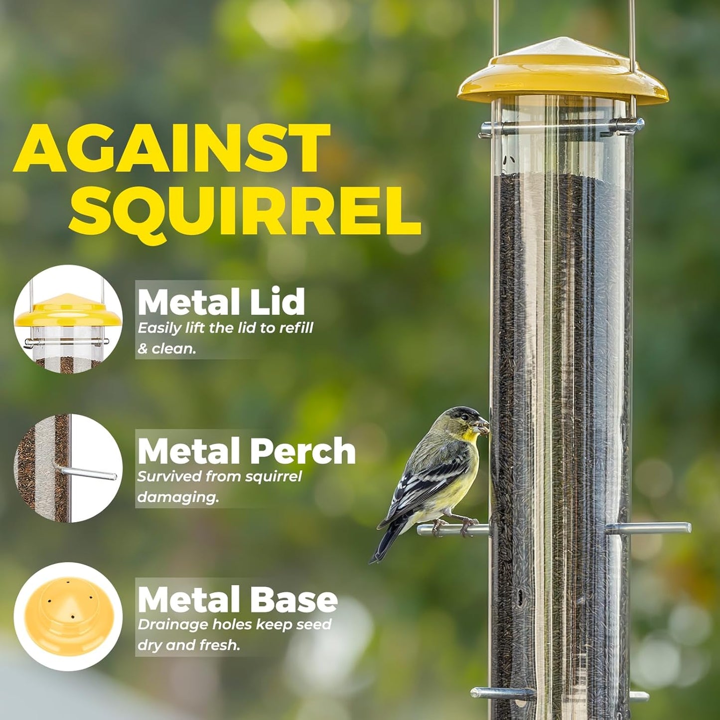 Kingsyard Metal Finch Feeder for Thistle/Nyjer Seed, Tube Bird Feeders