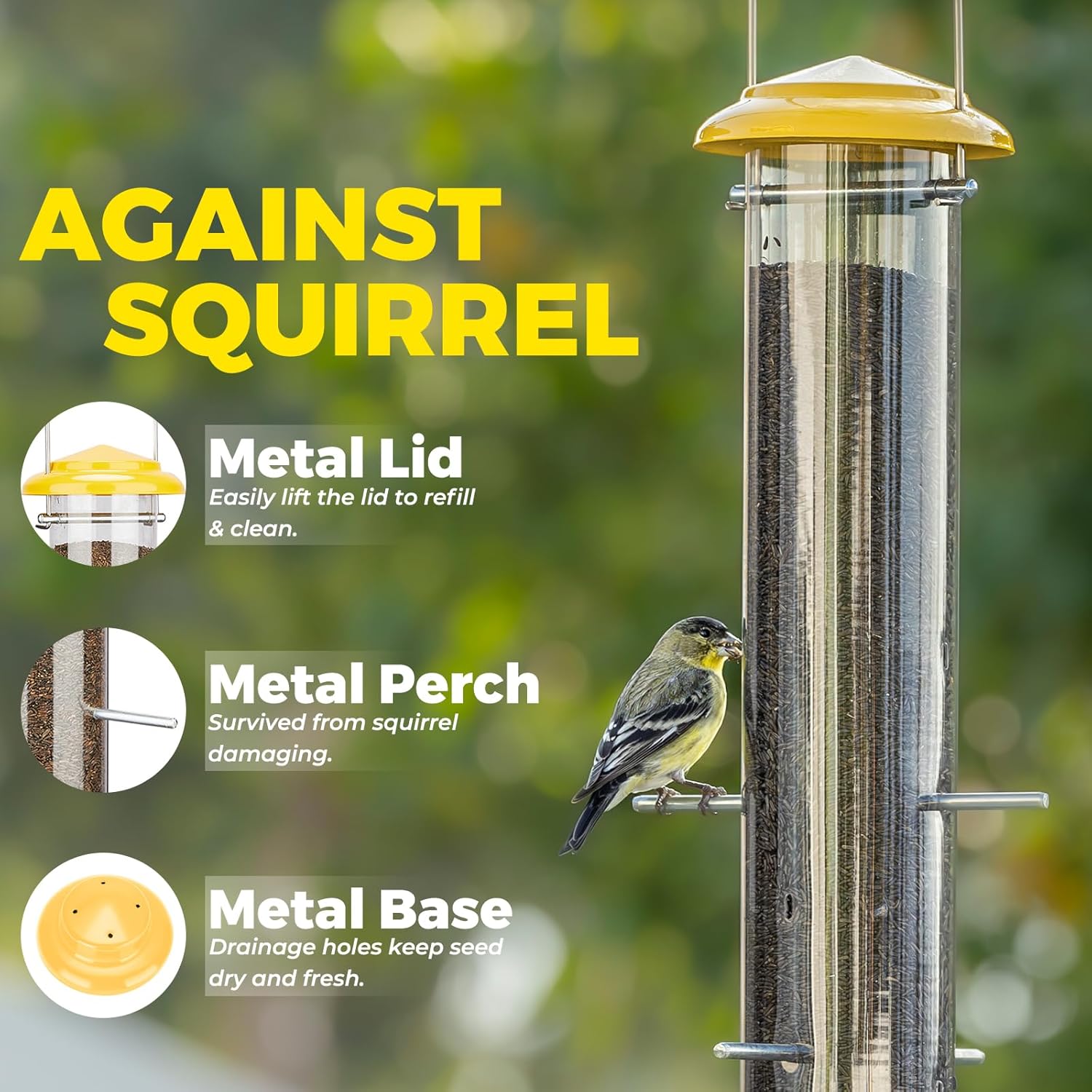 Kingsyard Metal Finch Feeder for Thistle/Nyjer Seed, Tube Bird Feeders