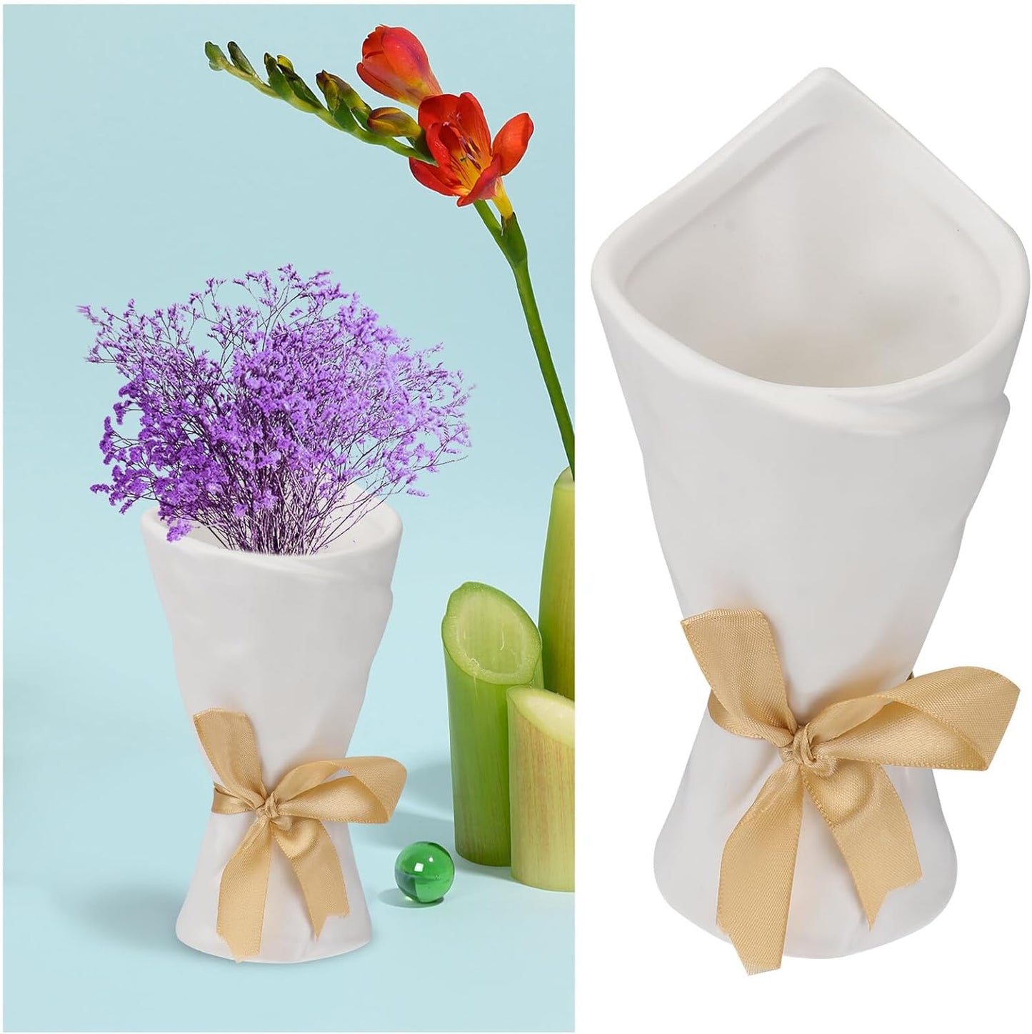 BESTOYARD Delicate Ceramic Flower Vase White Desktop Planter Creative Home Décor Pot for Living Room Table Decoration