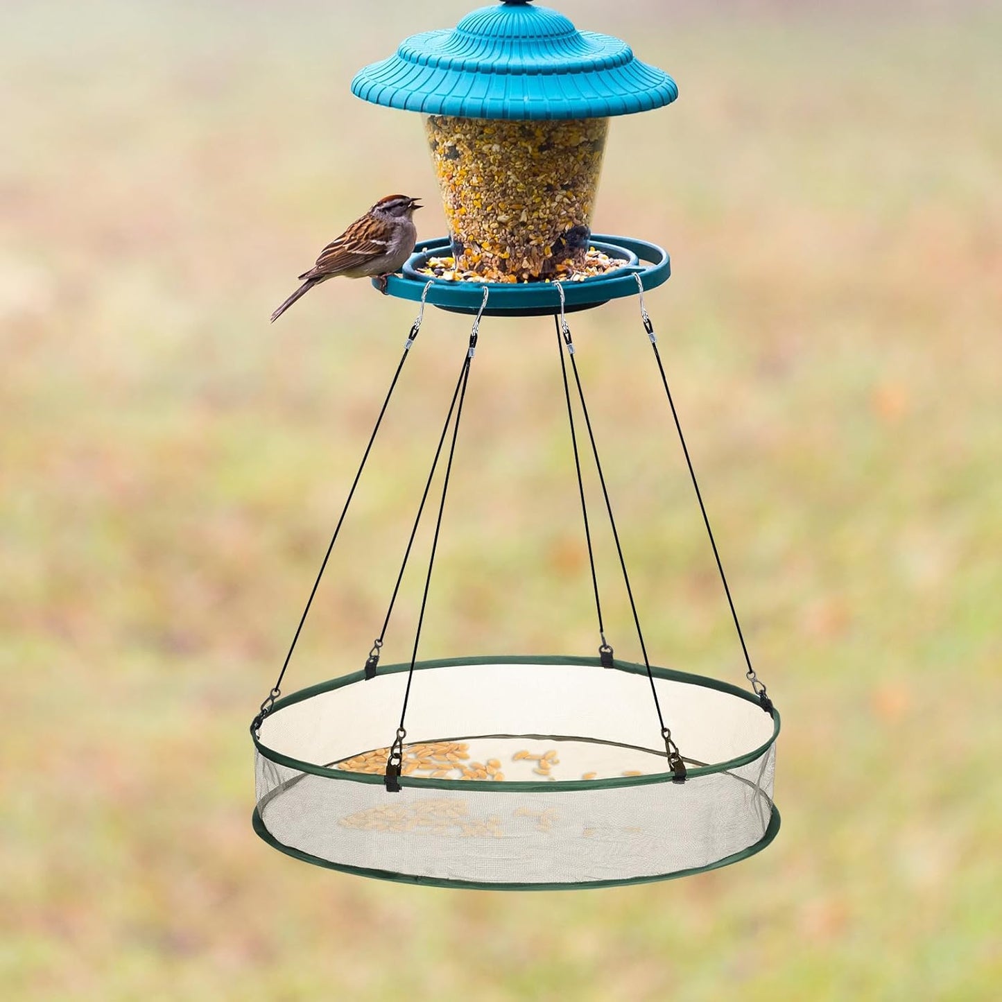 2 Pieces Universal Wild Bird Seed Catcher Hanging Hoop Platform Bird Seed Catcher Tray for Hummingbird Feeders Bee Feeder Outdoor Garden Accessories (24 Inch)