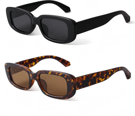 BUTABY Rectangle Sunglasses for Women Retro Driving Glasses 90’s Vinta