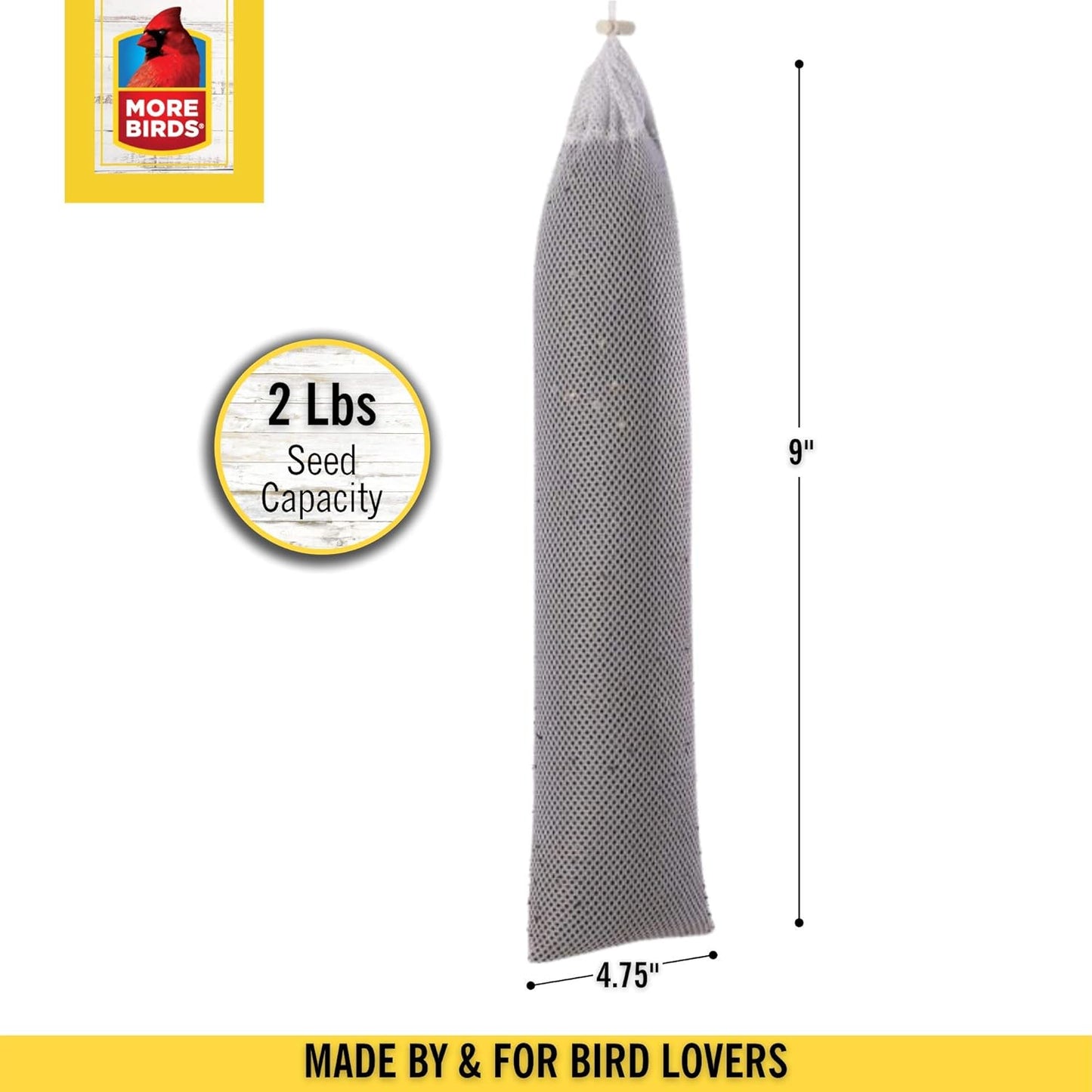 More Birds Finch Sock Bird Feeder, Nyjer or Thistle Seed, 2 lb Seed Capacity, 2 Pack