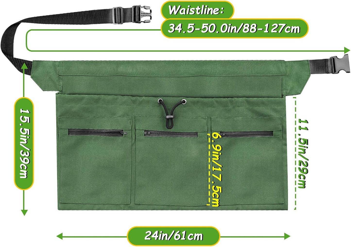 Gardening Apron, 4 Pockets for Harvesting Vegetables Eggs Half Garden Apron Unique Gift Garden Tools Organizer