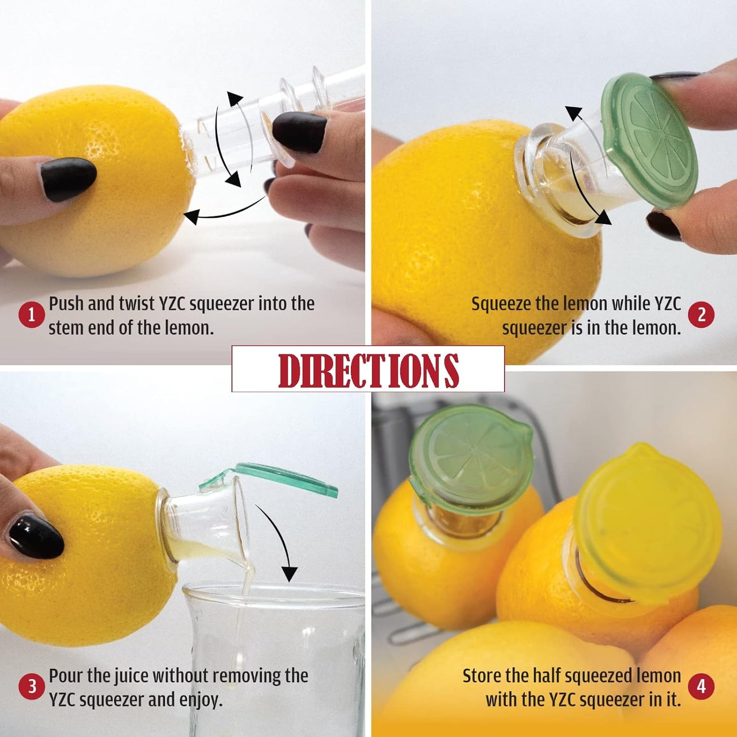 YZC Lemon Squeezer – 2-Pack Lemon-Juicer – BPA-Free Plastic Lime Juice