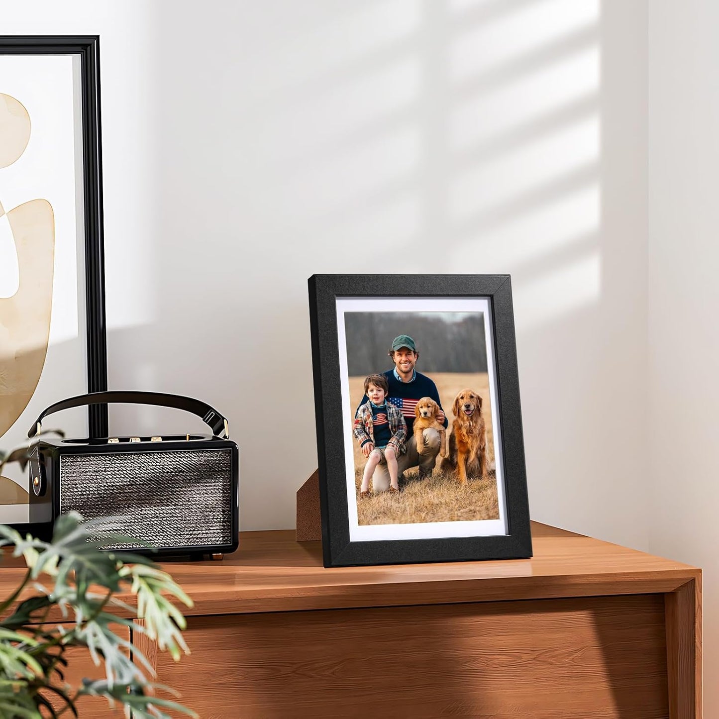 HappyHapi 4x6 Picture Frames Set of 10, Tabletop or Wall Display Pictures 3.5x5 with Mat or 4x6 Without, Multi Photo Frames Collage (Black)
