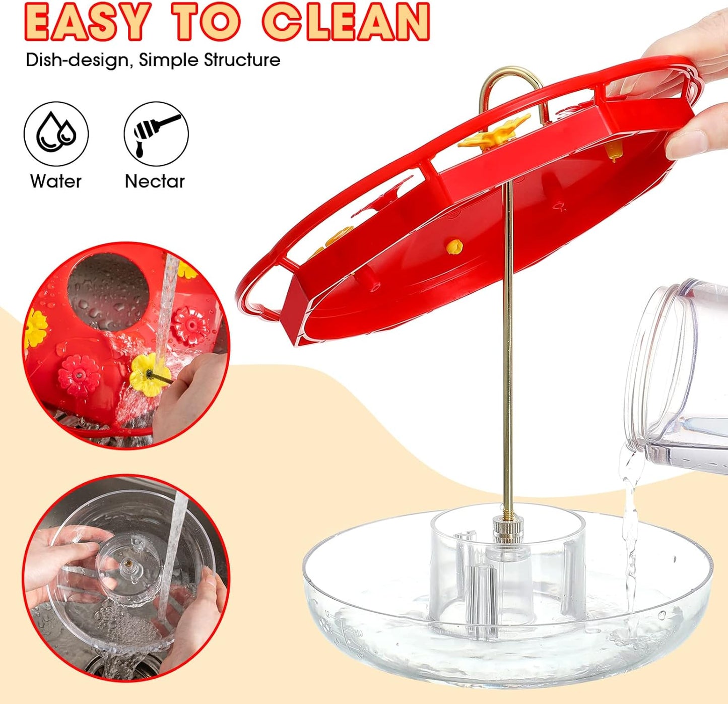 Chengu 2 Packs 16 oz Hummingbird Feeder for Outdoors Hanging Plastic Saucer Feeder with 8 Feeding Stations, Humming Feeder Handheld Window Bird Feeders Portable Bird Feeders for Garden House Decor